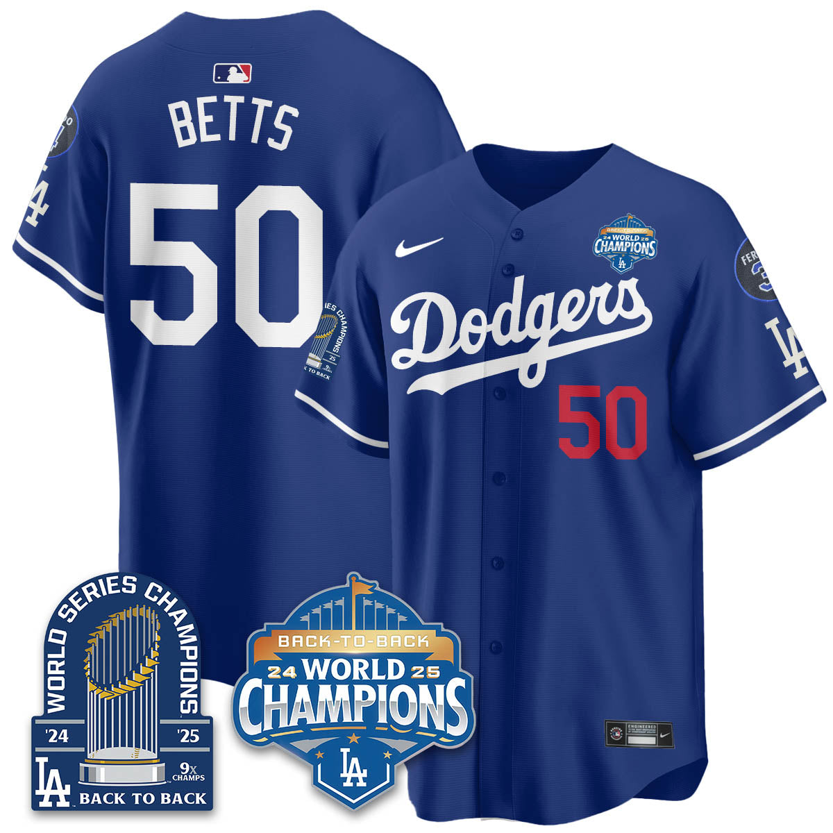 LAD 2025 World Series Champions  Gold Jersey - 9x Champs - Stitched