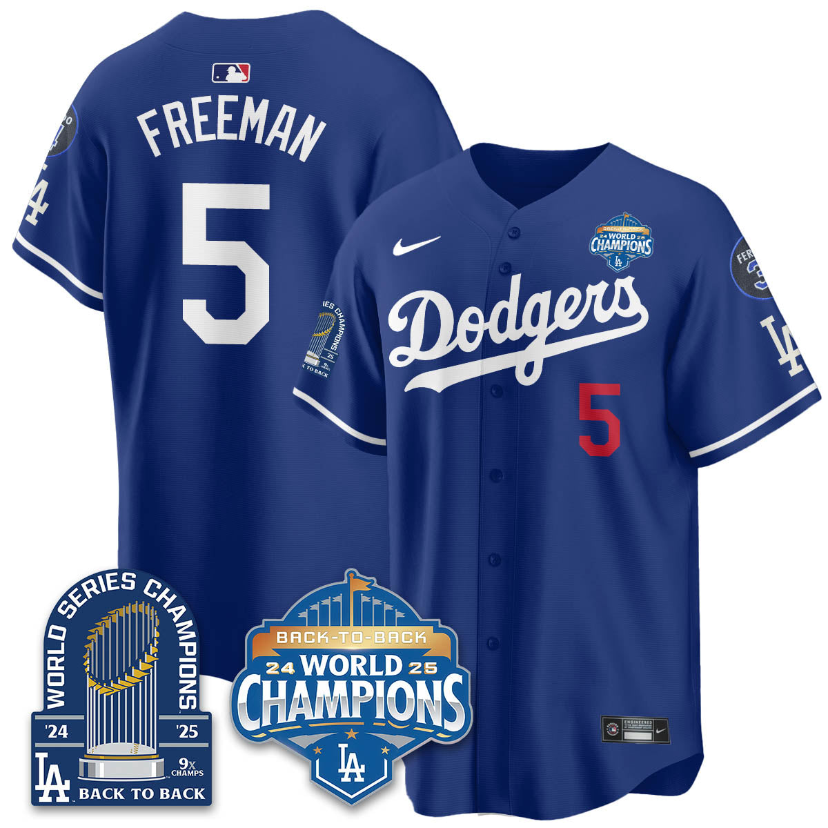 LAD 2025 World Series Champions  Gold Jersey - 9x Champs - Stitched