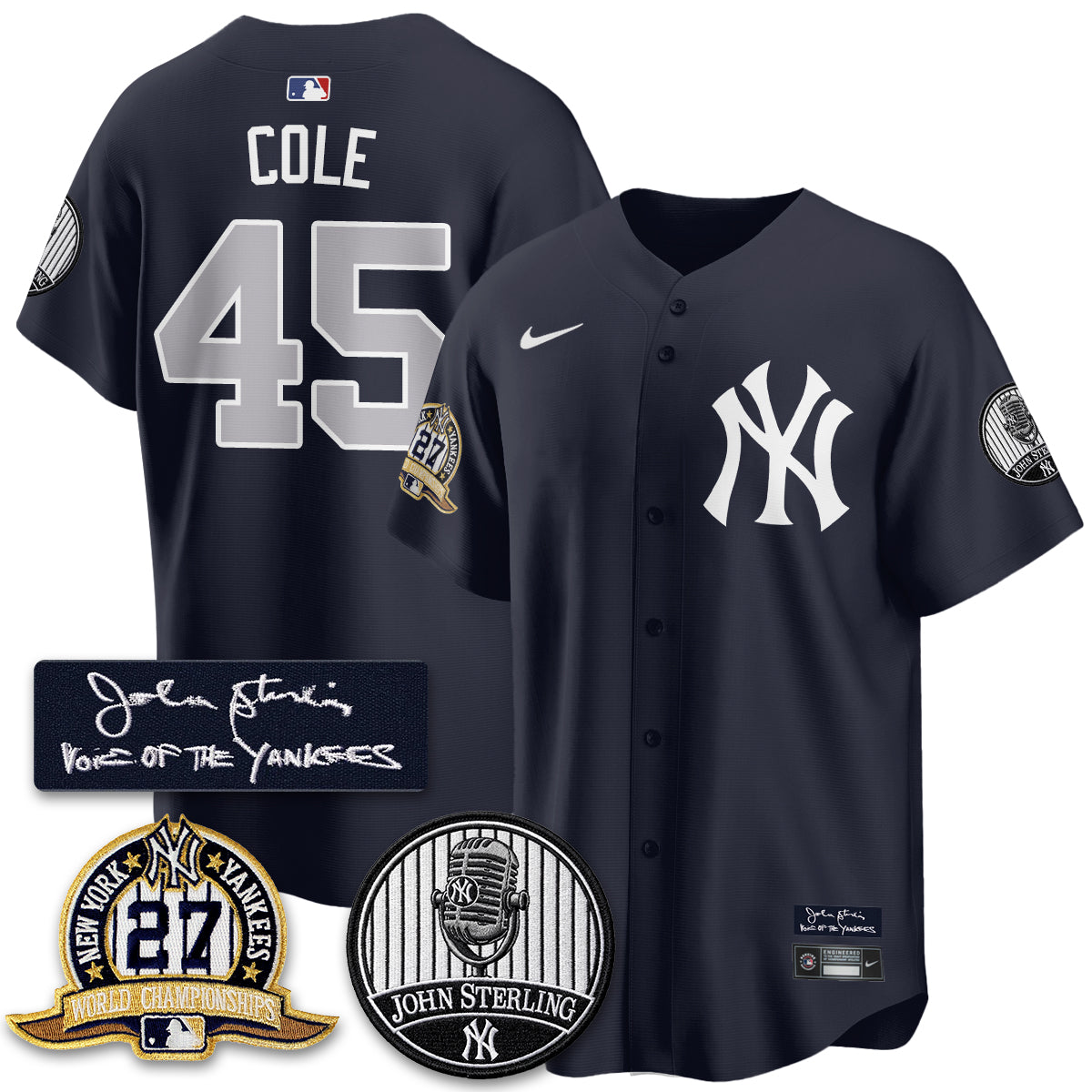 NYY John Sterling Tribute Patch Vapor Premier Limited Jersey - Stitched