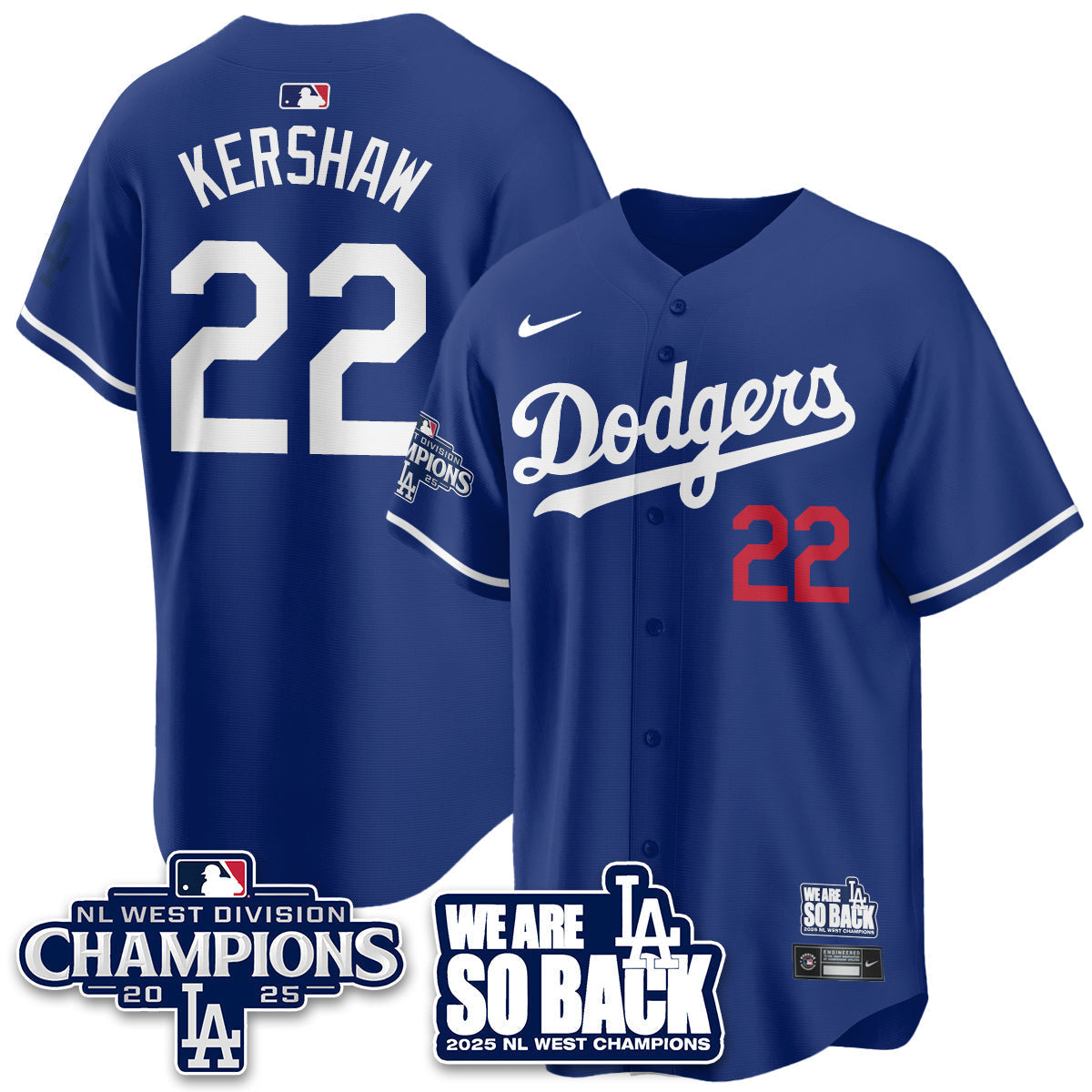 LAD 2025 NL West Division Champions Jersey - Stitched