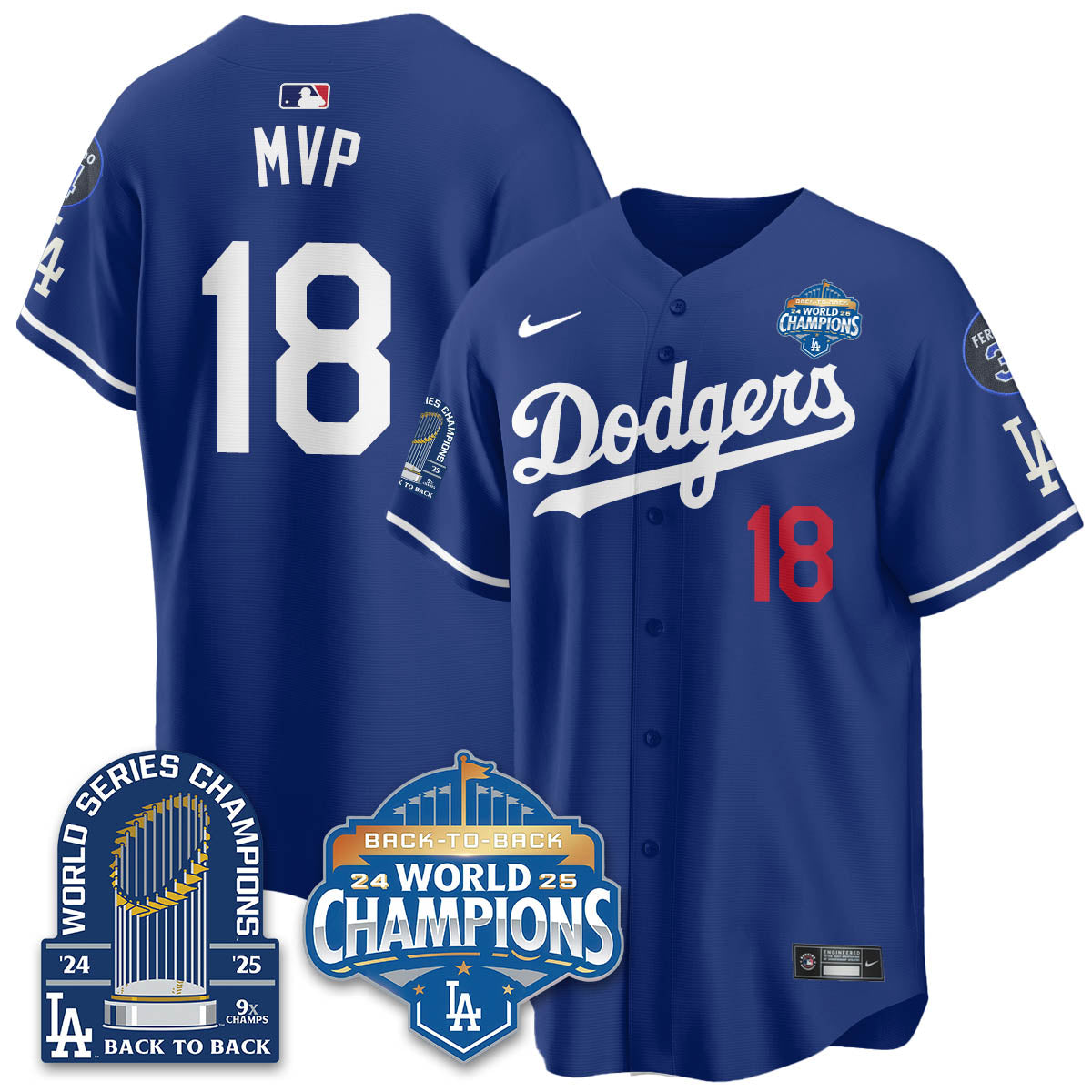 LAD 2025 World Series Champions  Gold Jersey - 9x Champs - Stitched