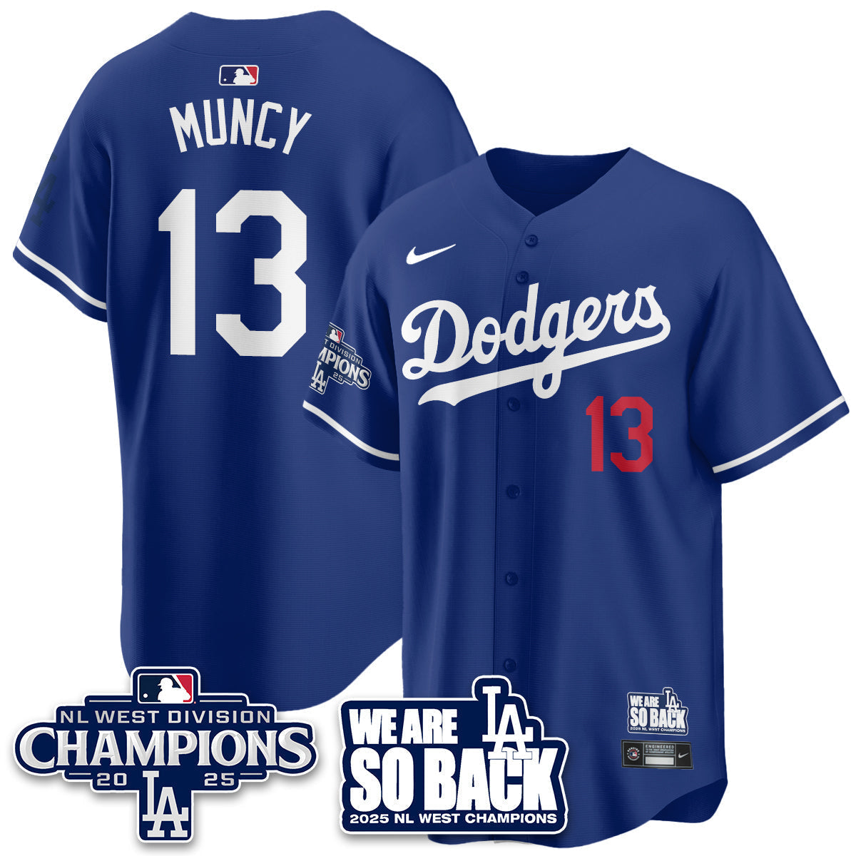 LAD 2025 NL West Division Champions Jersey - Stitched