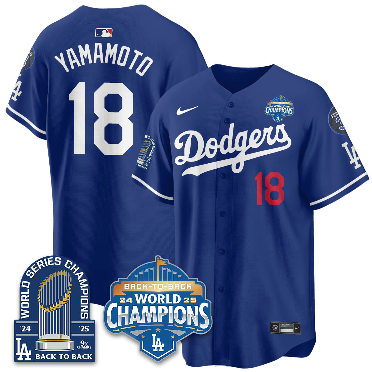 LAD 2025 World Series Champions  Gold Jersey - 9x Champs - Stitched