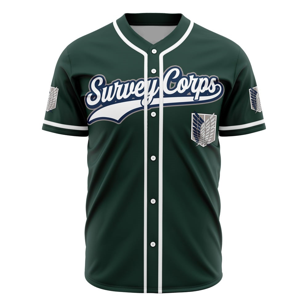Survey Corps Baseball Jersey - Stylish Green Anime Fan Apparel For Men &amp; Women