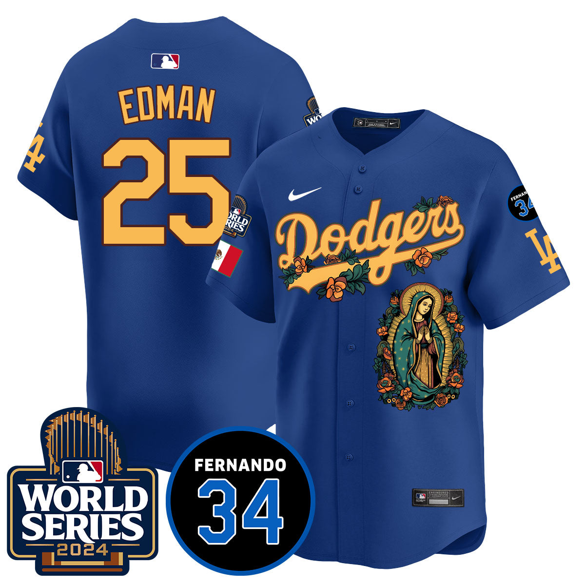 Dodgers Guadalupe - Fernando Valenzuela Memorial Jersey - Stitched