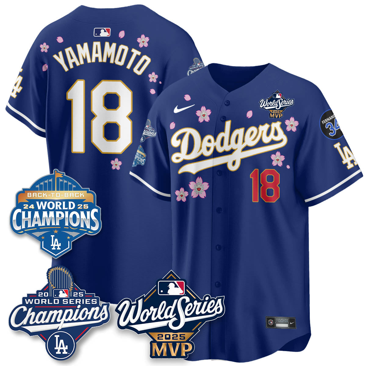 Yoshinobu Yamamoto LAD 2025 World Series MVP Jersey - Stitched