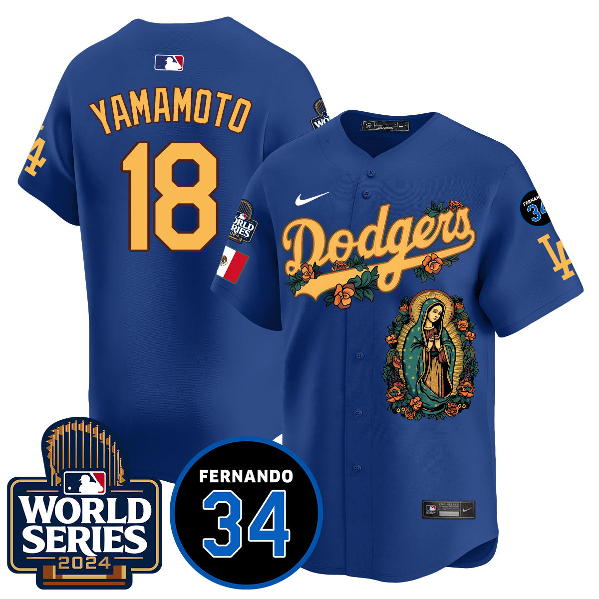 Dodgers Guadalupe - Fernando Valenzuela Memorial Jersey - Stitched