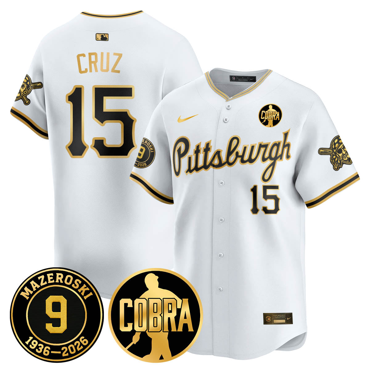 PIT Memories Vapor Limited Gold Jersey - Bill Mazeroski Patch - Stitched