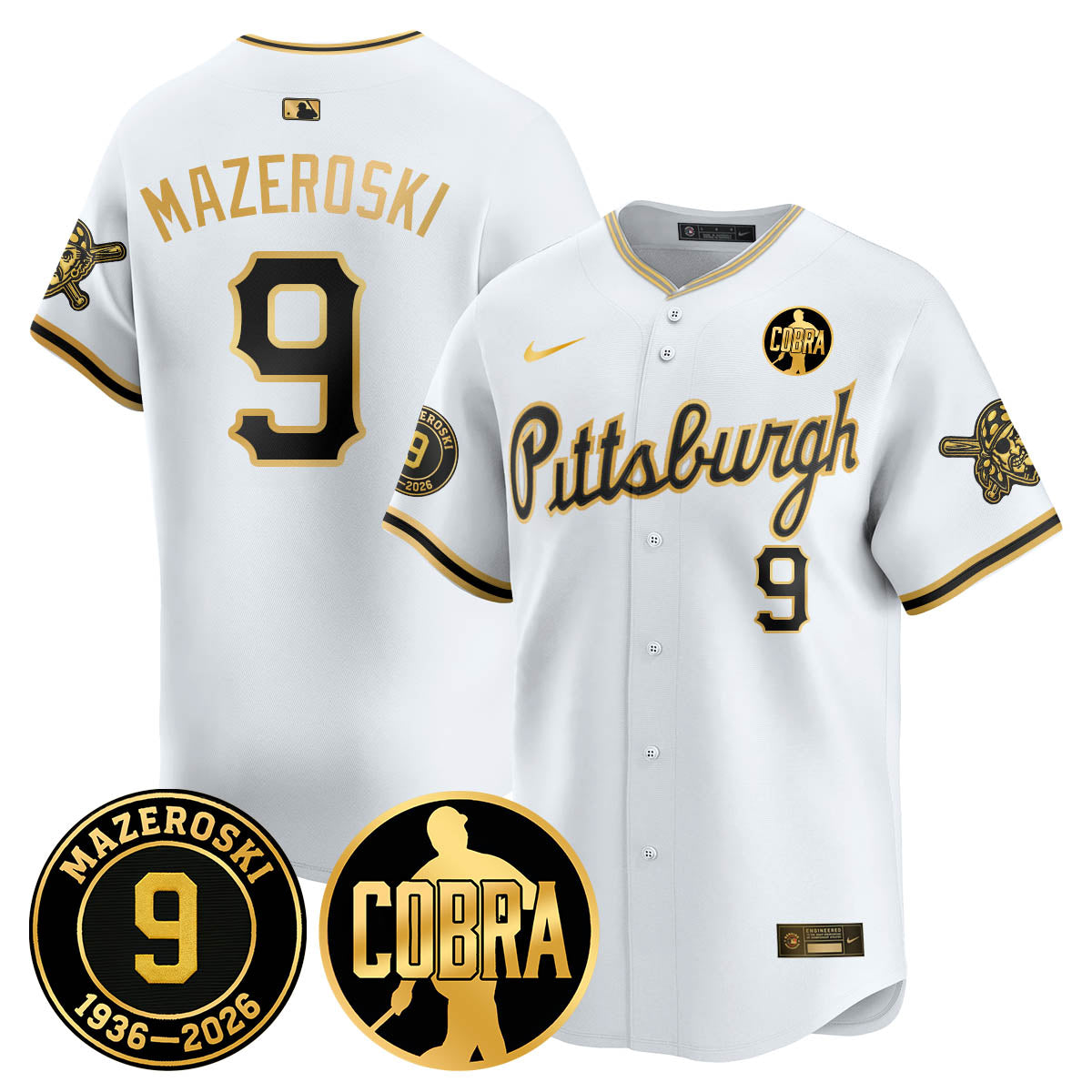 PIT Memories Vapor Limited Gold Jersey - Bill Mazeroski Patch - Stitched