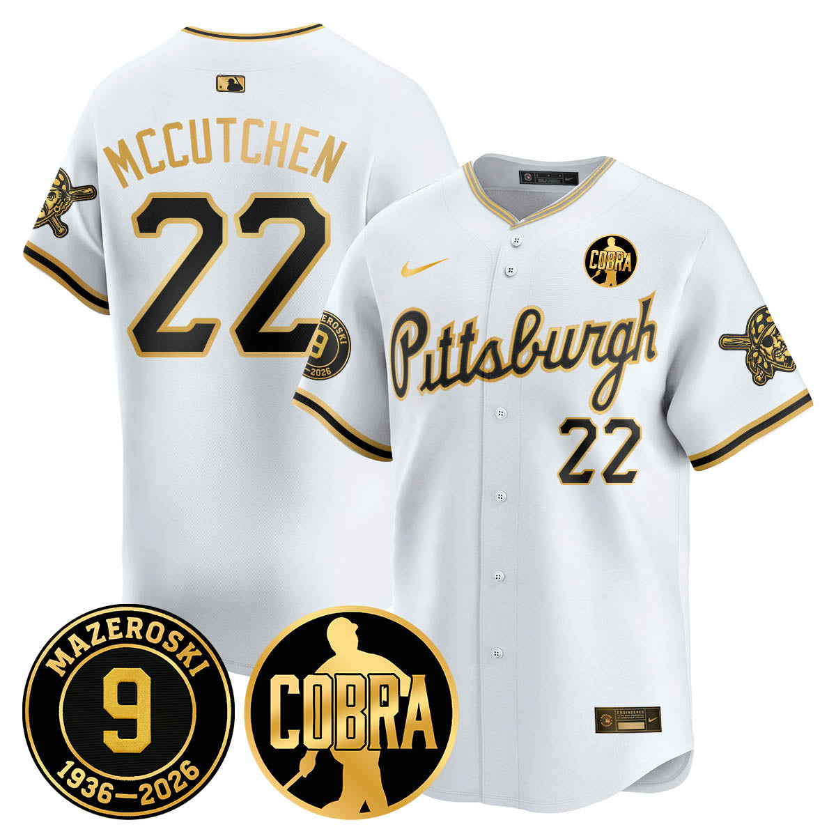 PIT Memories Vapor Limited Gold Jersey - Bill Mazeroski Patch - Stitched