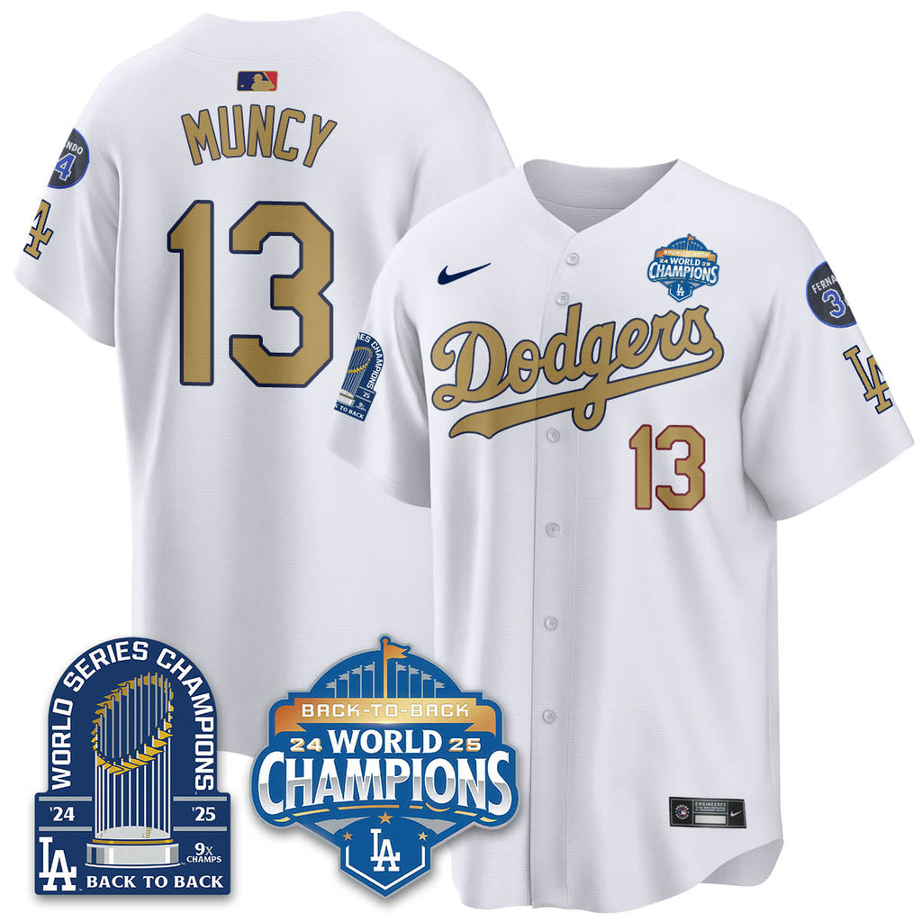 LAD 2025 World Series Champions  Gold Jersey - 9x Champs - Stitched