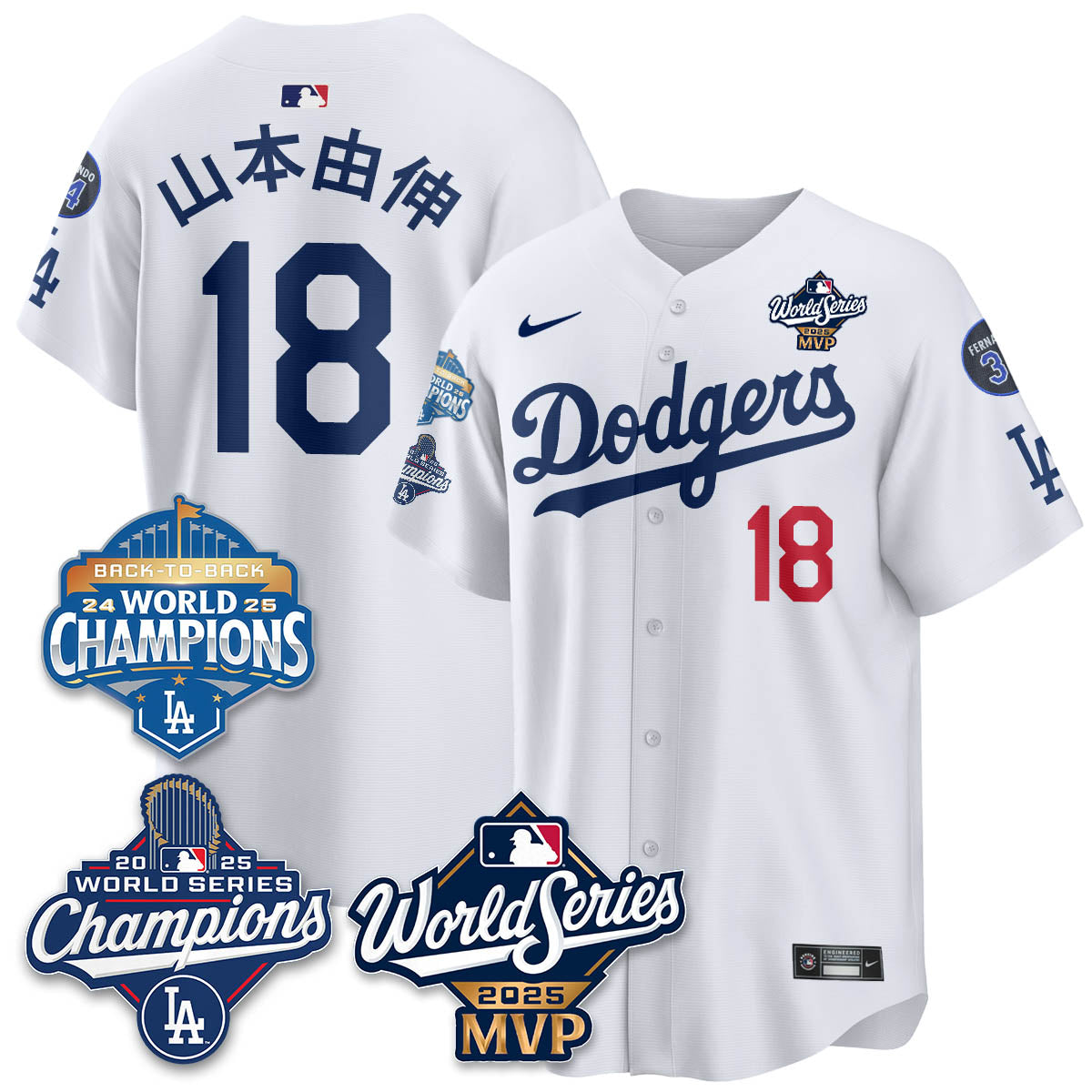 Yoshinobu Yamamoto LAD 2025 World Series MVP Jersey - Stitched