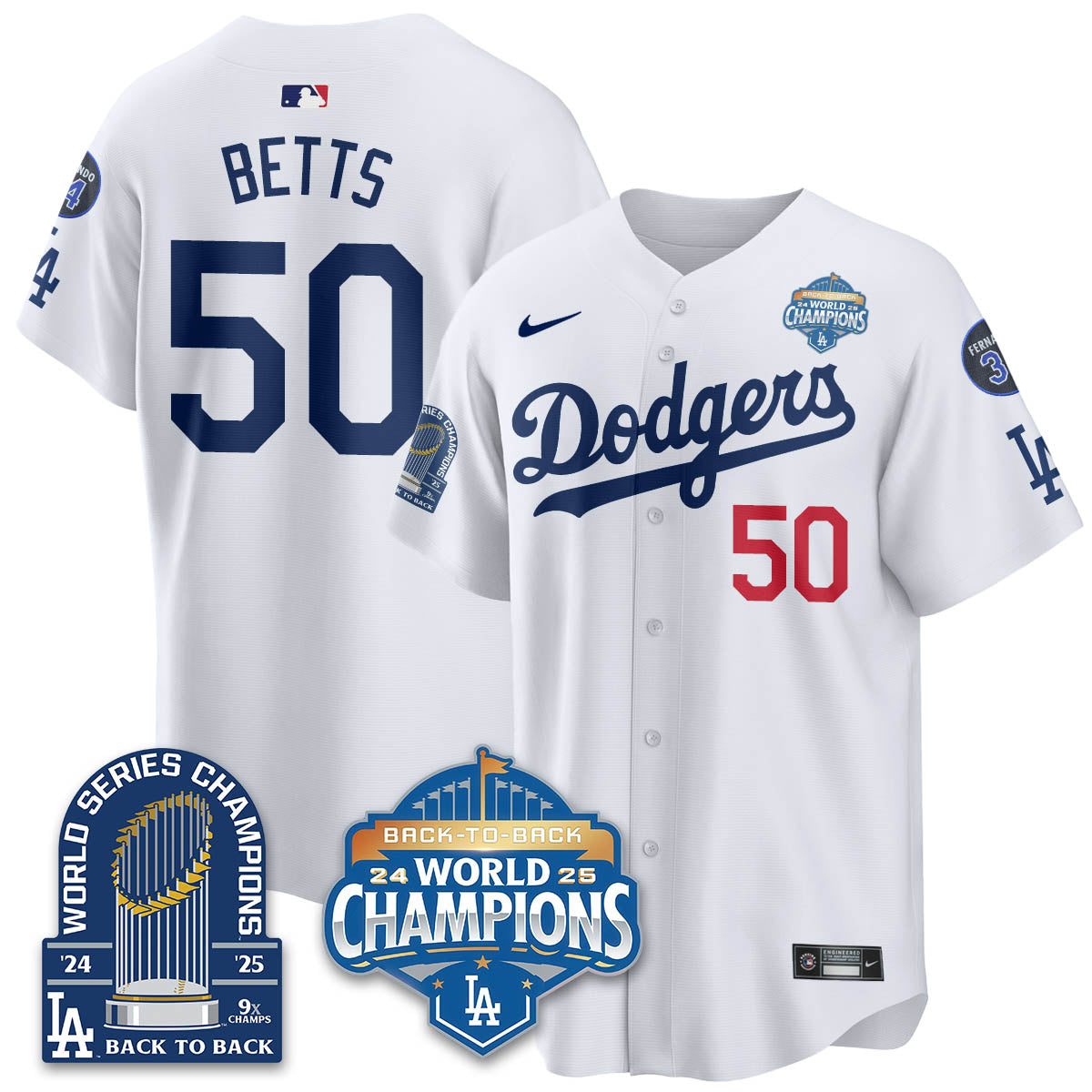 LAD 2025 World Series Champions  Gold Jersey - 9x Champs - Stitched