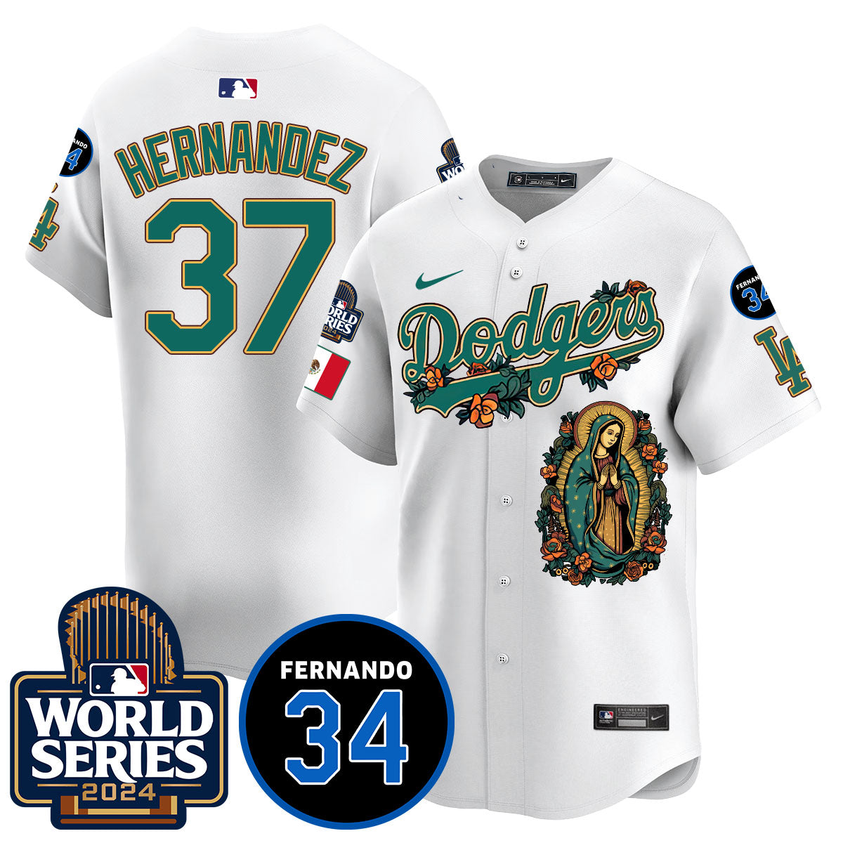 Dodgers Guadalupe - Fernando Valenzuela Memorial Jersey - Stitched