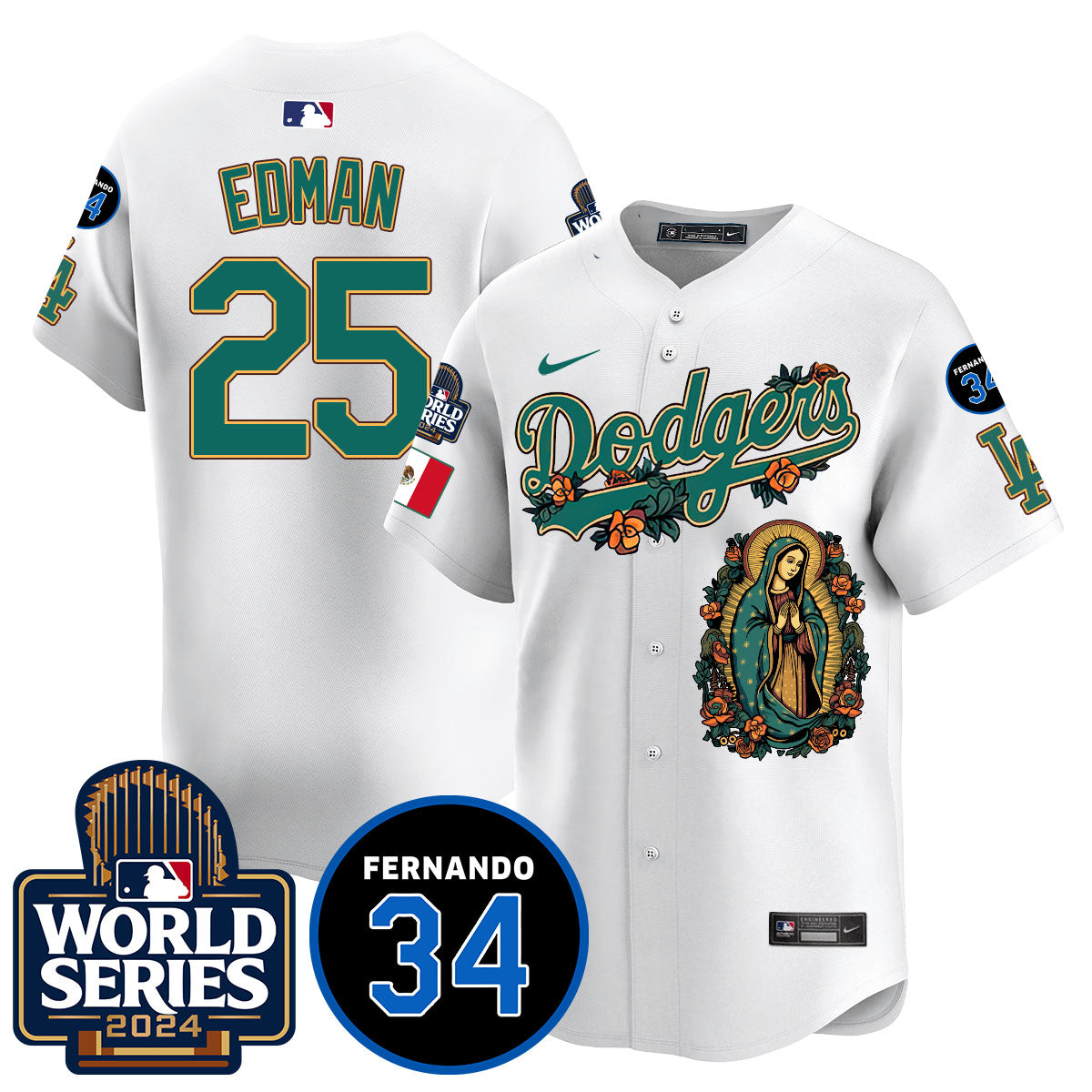 Dodgers Guadalupe - Fernando Valenzuela Memorial Jersey - Stitched