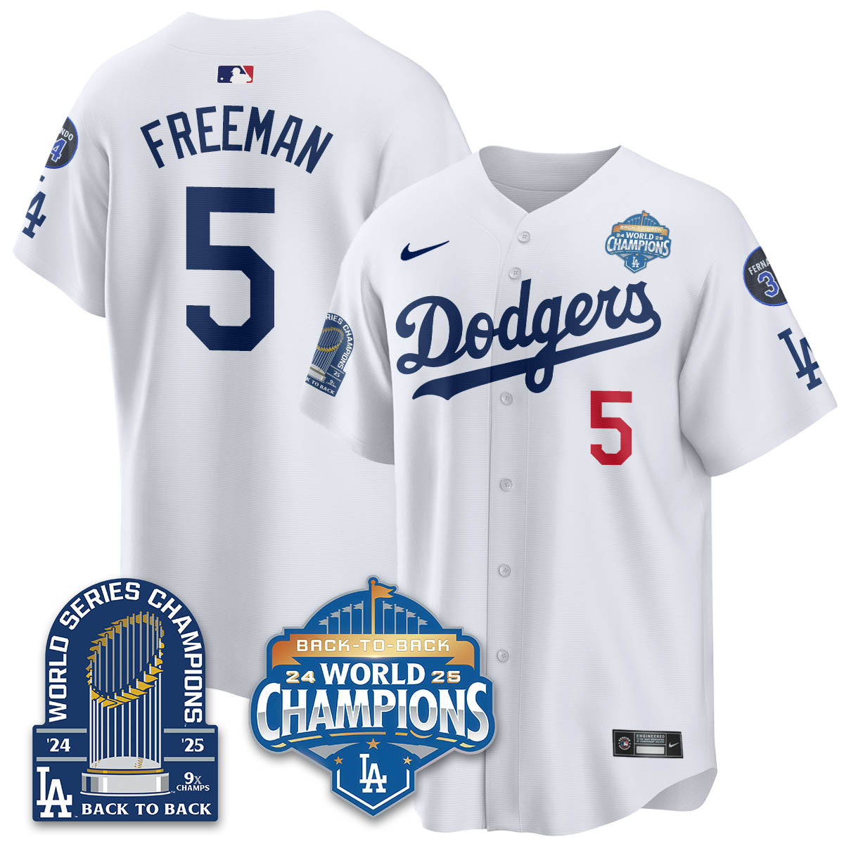 LAD 2025 World Series Champions  Gold Jersey - 9x Champs - Stitched