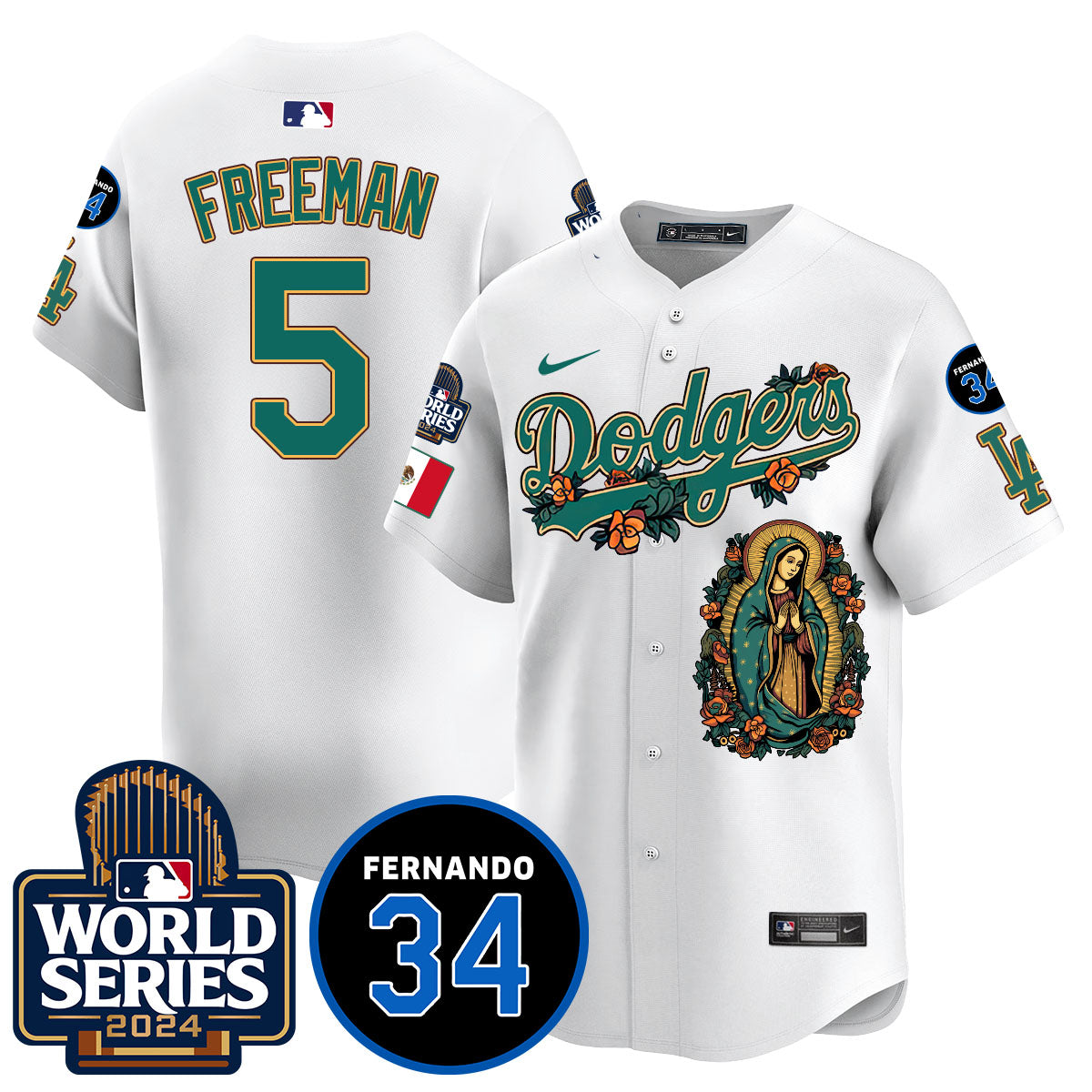 Dodgers Guadalupe - Fernando Valenzuela Memorial Jersey - Stitched