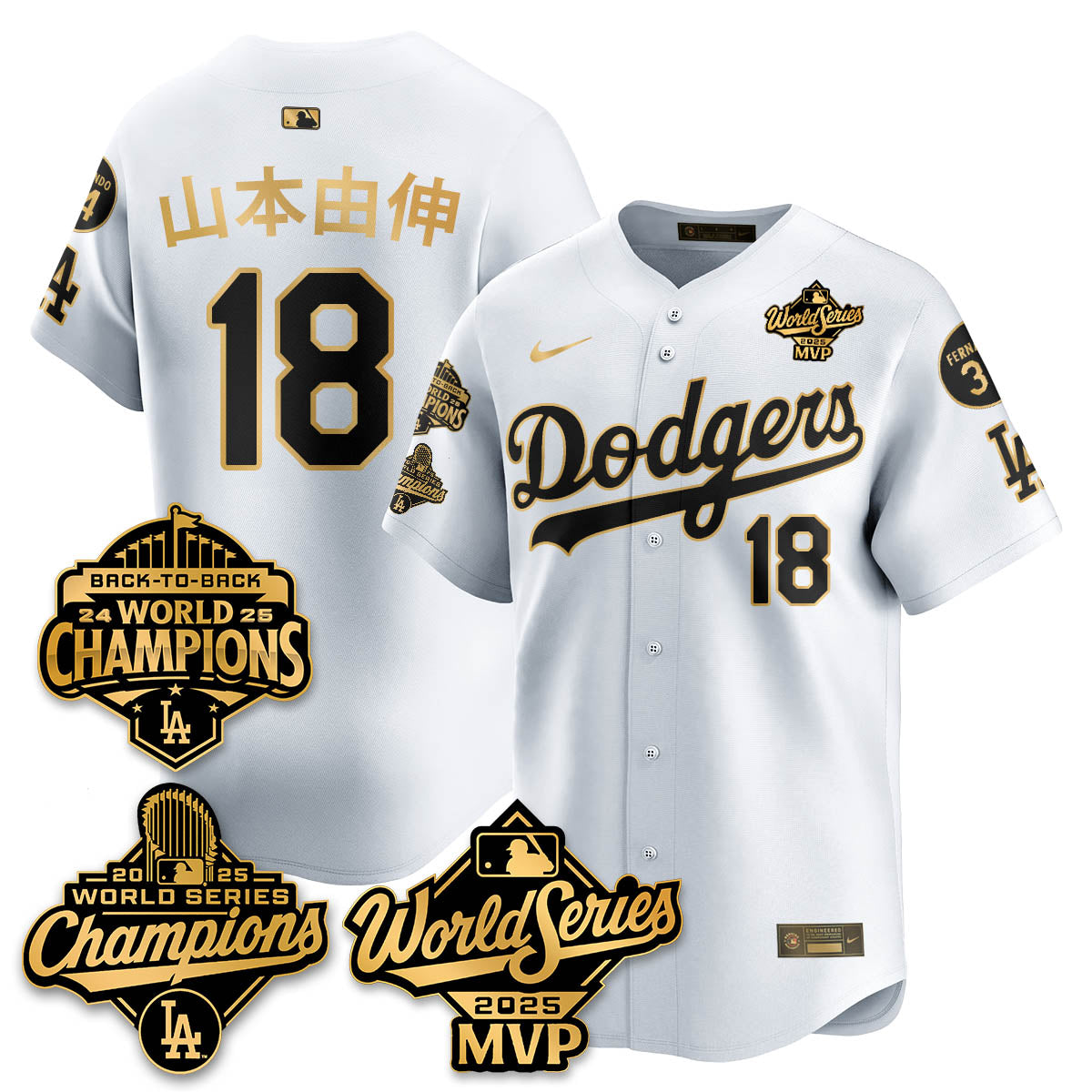 Yoshinobu Yamamoto LAD 2025 World Series MVP Jersey - Stitched