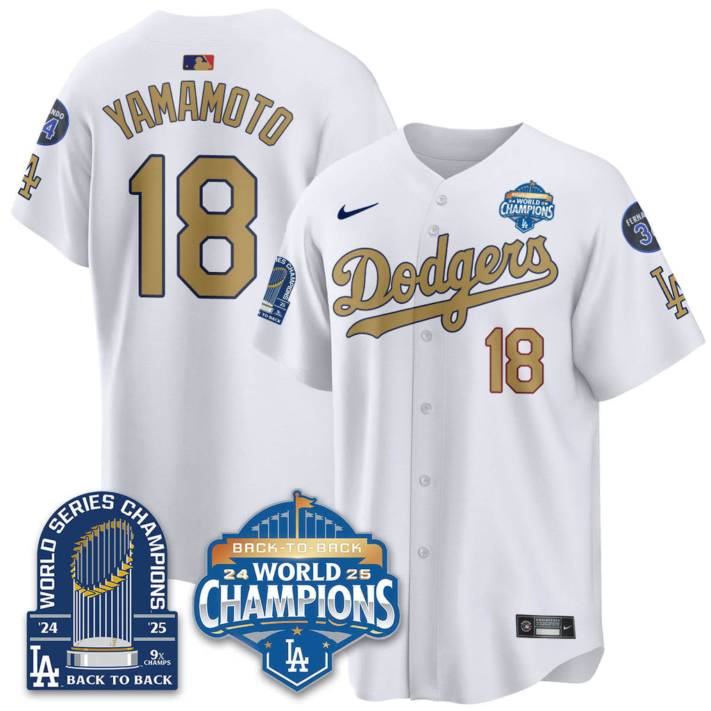 LAD 2025 World Series Champions  Gold Jersey - 9x Champs - Stitched