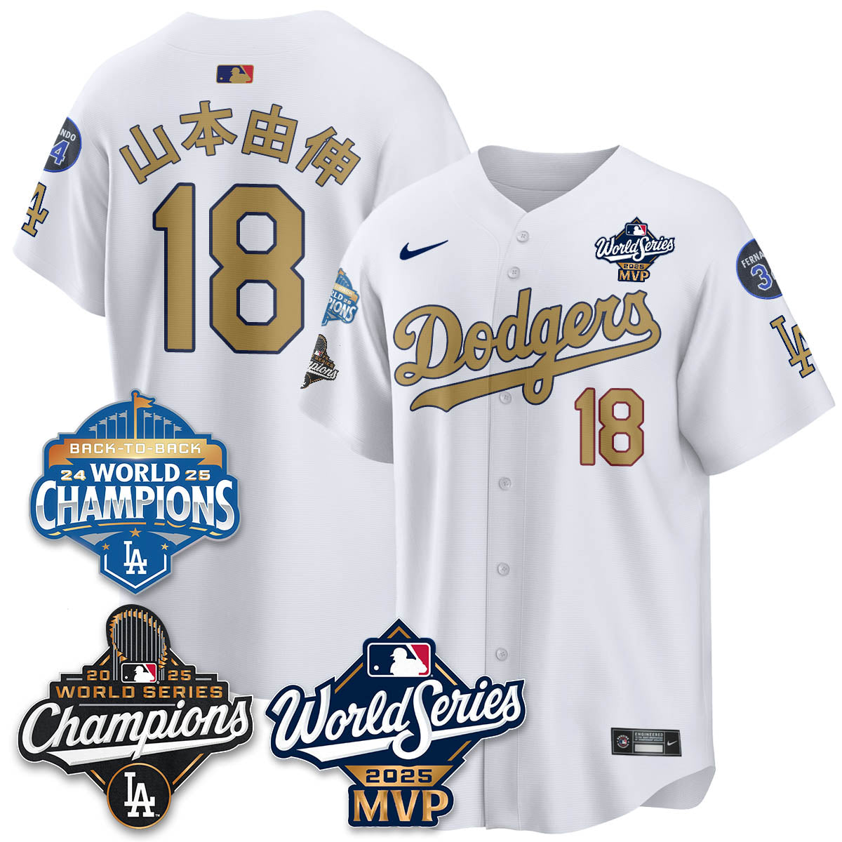 Yoshinobu Yamamoto LAD 2025 World Series MVP Jersey - Stitched