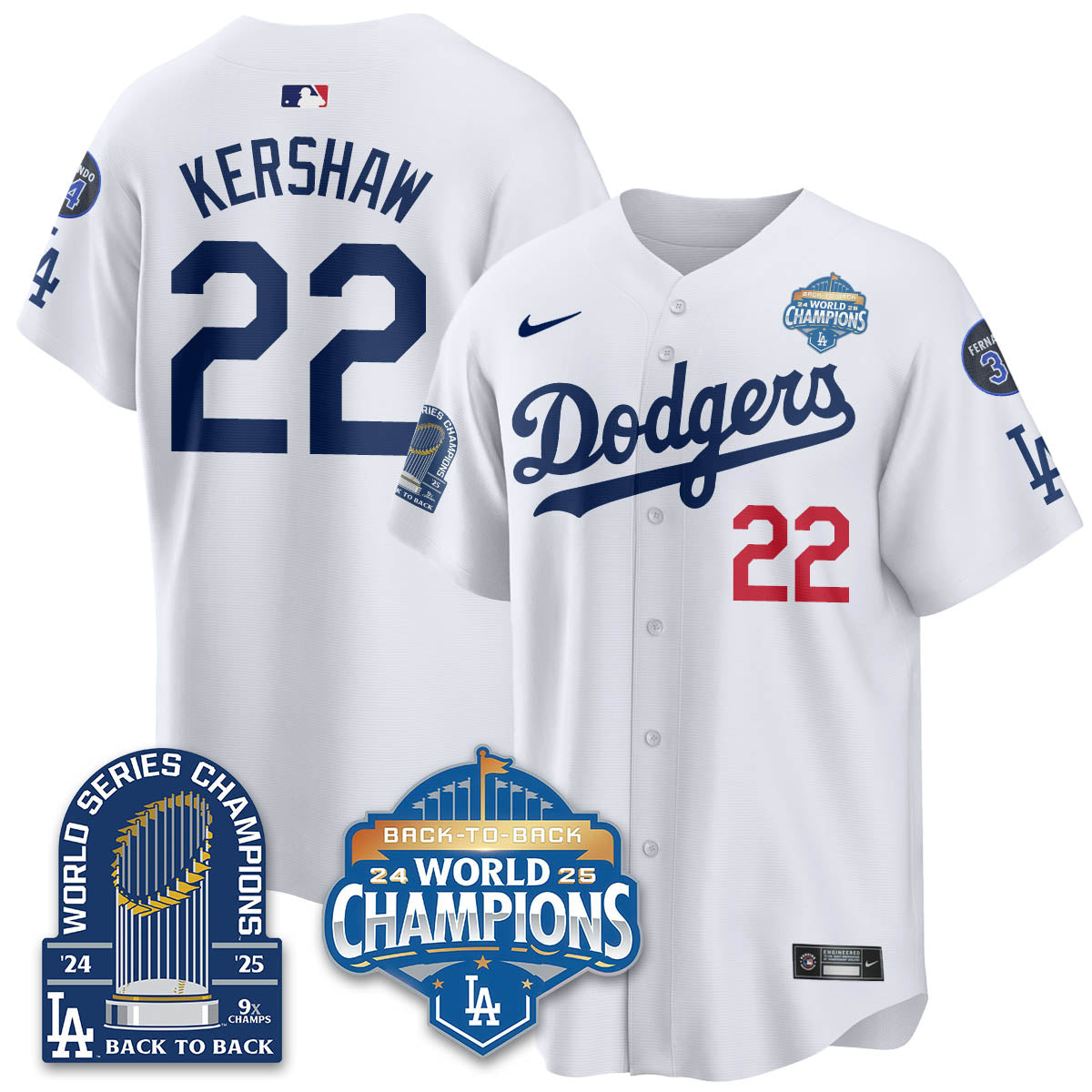 LAD 2025 World Series Champions  Gold Jersey - 9x Champs - Stitched