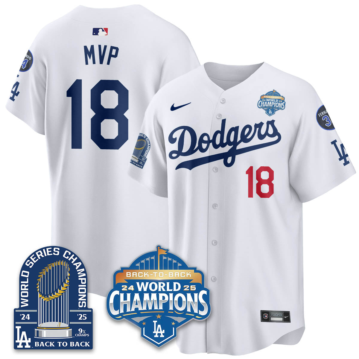 LAD 2025 World Series Champions  Gold Jersey - 9x Champs - Stitched