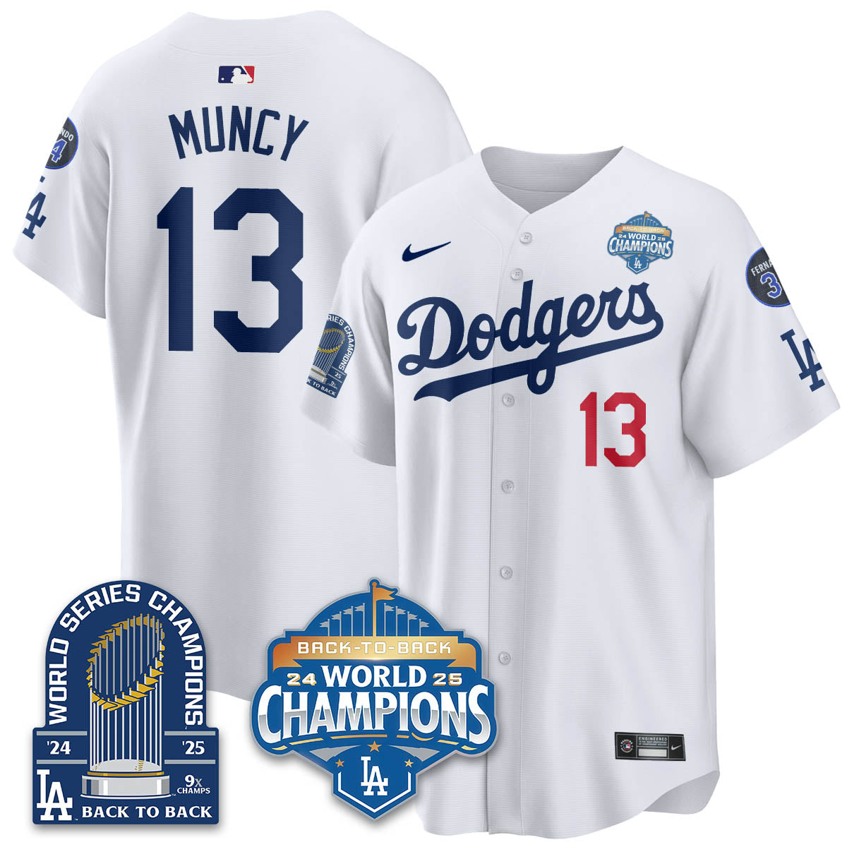 LAD 2025 World Series Champions  Gold Jersey - 9x Champs - Stitched