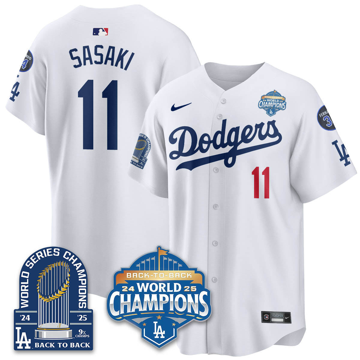LAD 2025 World Series Champions Jersey - 9x Champs - Stitched