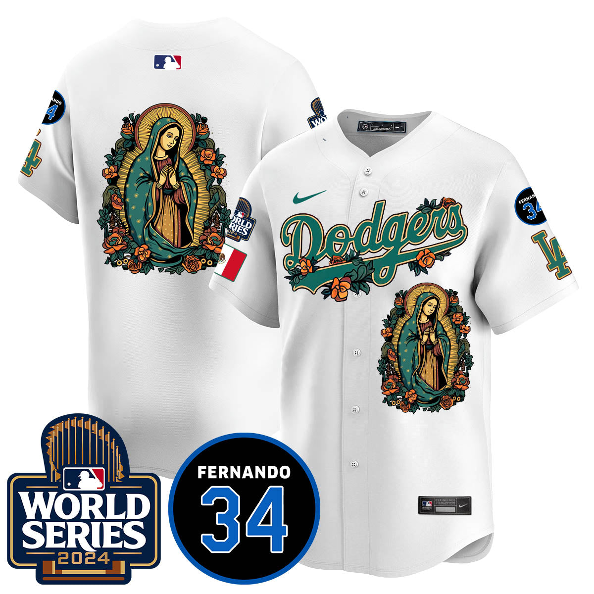 Dodgers Guadalupe - Fernando Valenzuela Memorial Jersey - Stitched