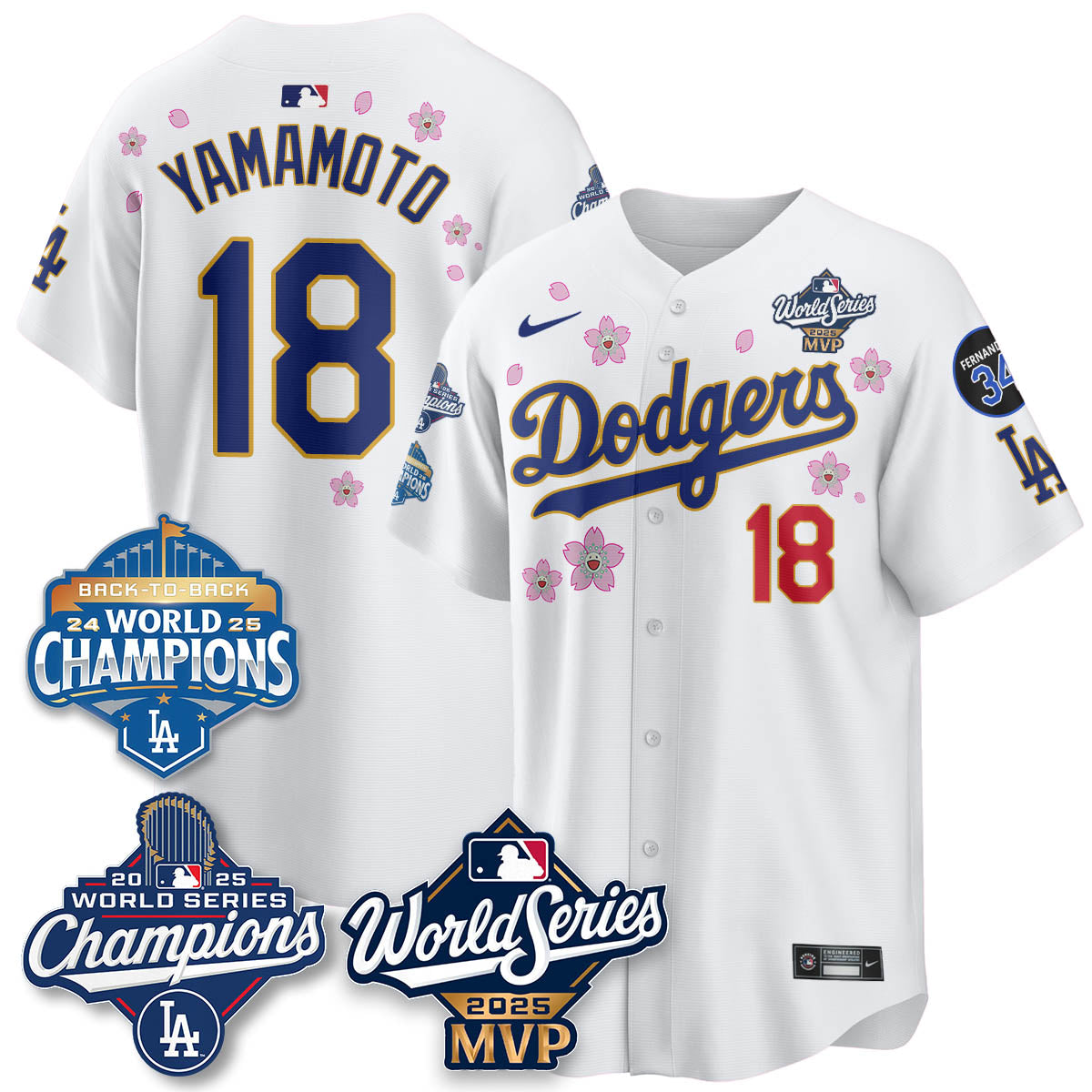 Yoshinobu Yamamoto LAD 2025 World Series MVP Jersey - Stitched