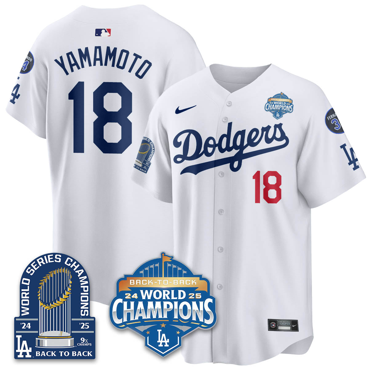 LAD 2025 World Series Champions Jersey - 9x Champs - Stitched