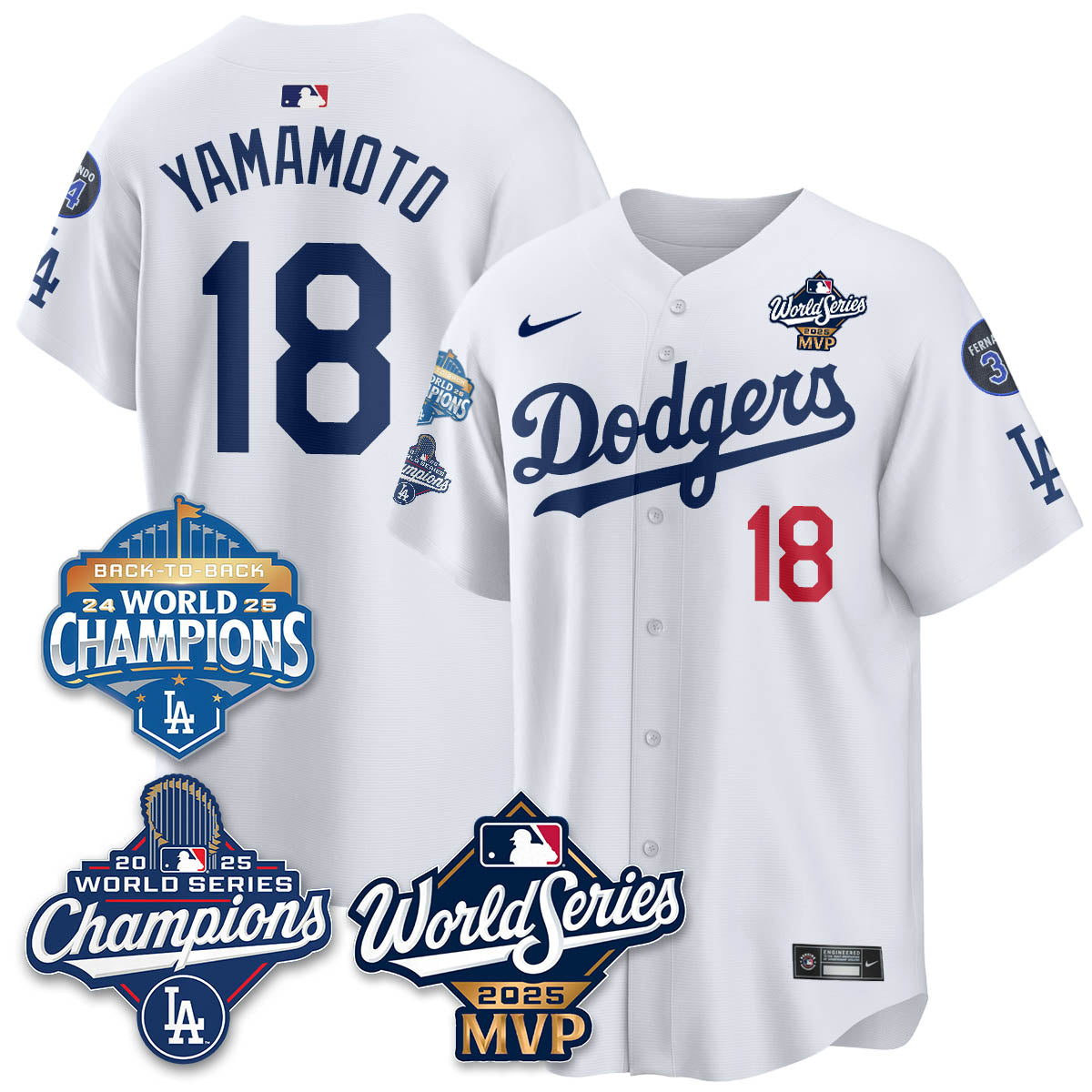 Yoshinobu Yamamoto LAD 2025 World Series MVP Jersey - Stitched