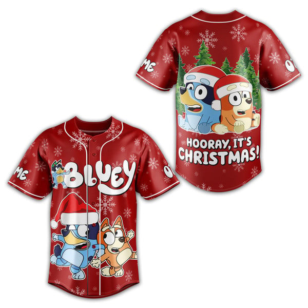 Festive Bluey Christmas Baseball Jersey – Kids Holiday Shirt Gift 🎄