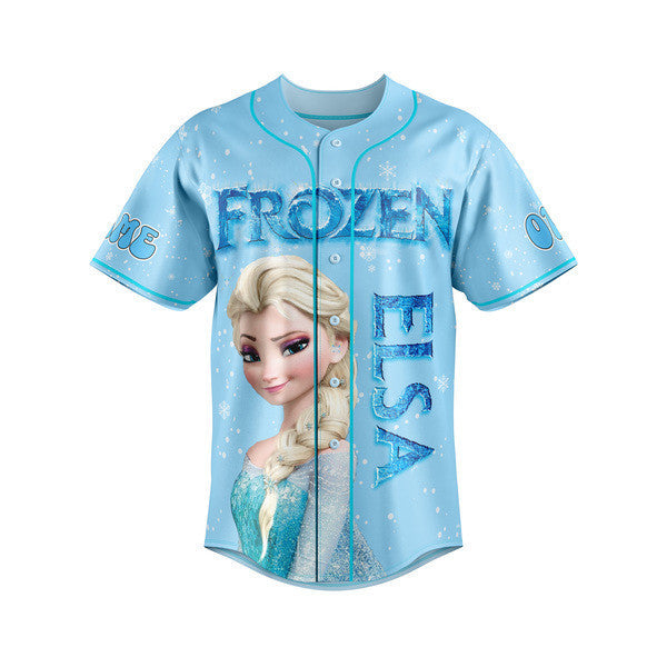 Frozen Elsa Big Sister Baseball Jersey - Perfect Gift For Kids! Sparkling Blue Design