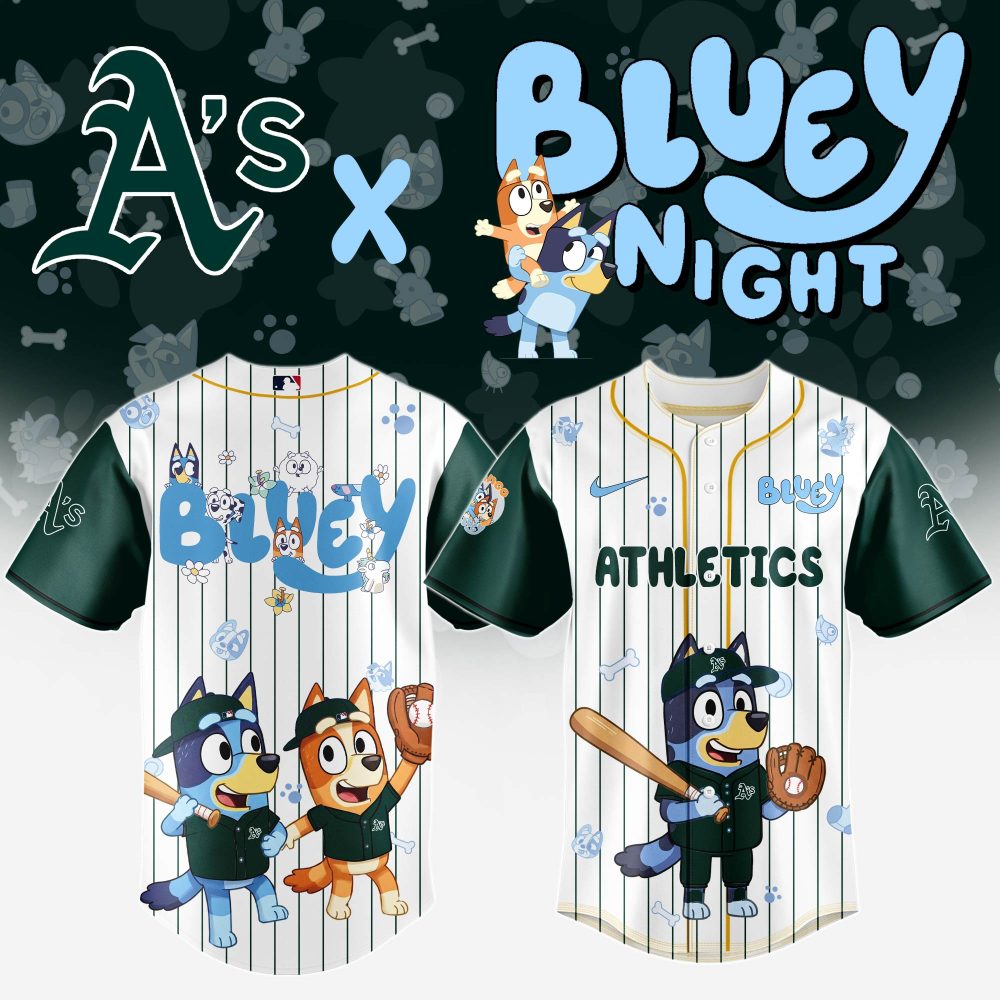 A'S X Bluey Night Kids' Baseball Jersey - Limited Edition Playful Design