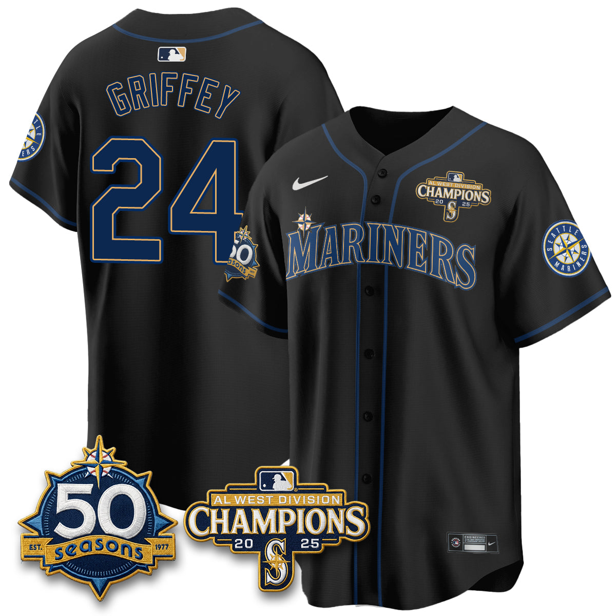 SEA 50th Anniversary Black Out Style Vapor Premier Limited Jersey - Stitched