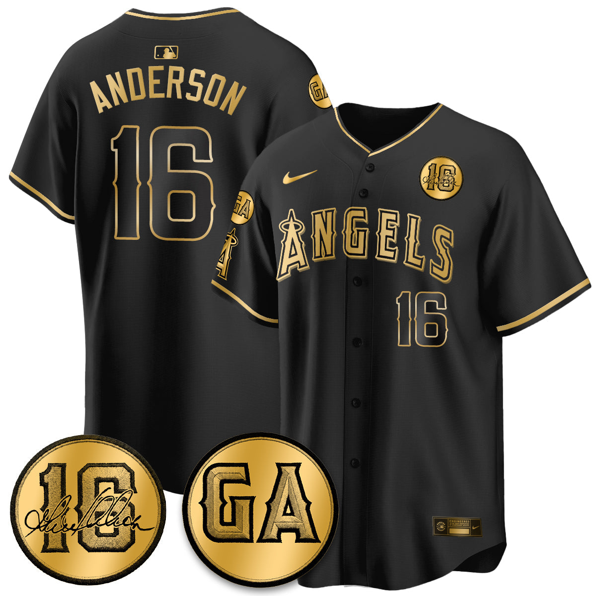 LAA Garret Anderson Tribute Patch Vapor Jersey - All Stitched V2
