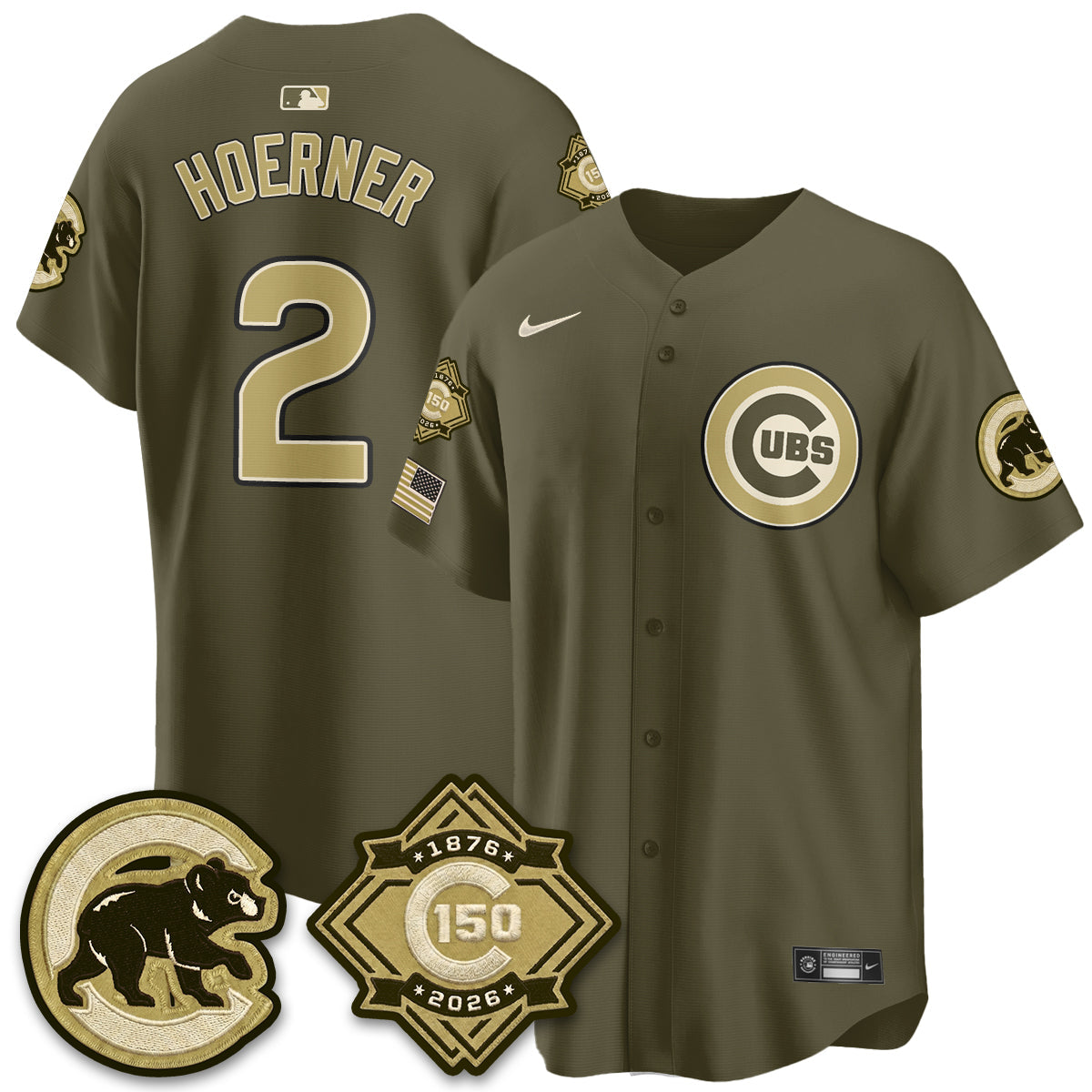 CHC New Era Olive 2026 Armed Forces Day Jersey -Stitched