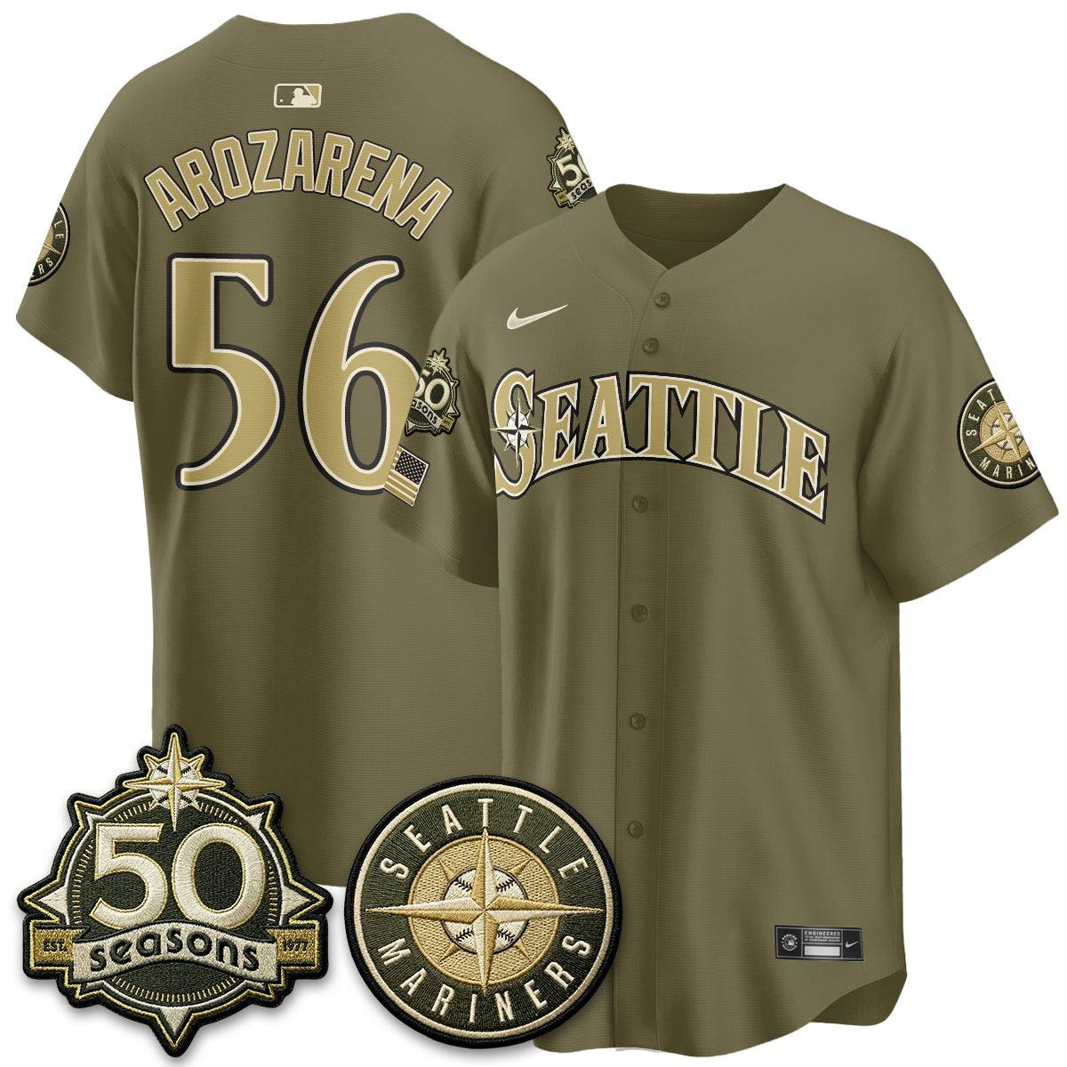SEA New Era Olive 2026 Armed Forces Day Jersey - Stitched