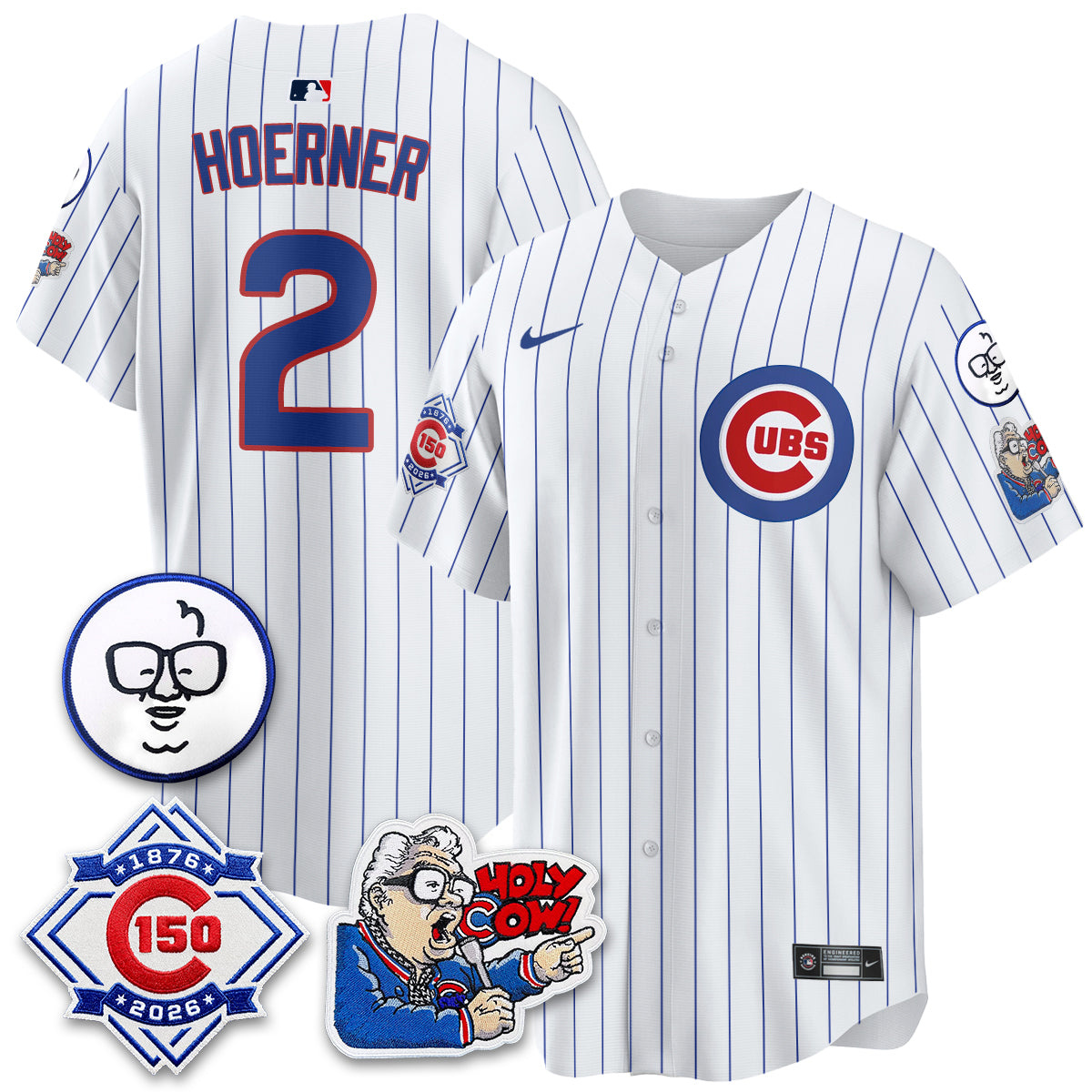 CHC 150th Anniversary Harry Caray Holy Cow Limited Blue Jersey - Stitched V2