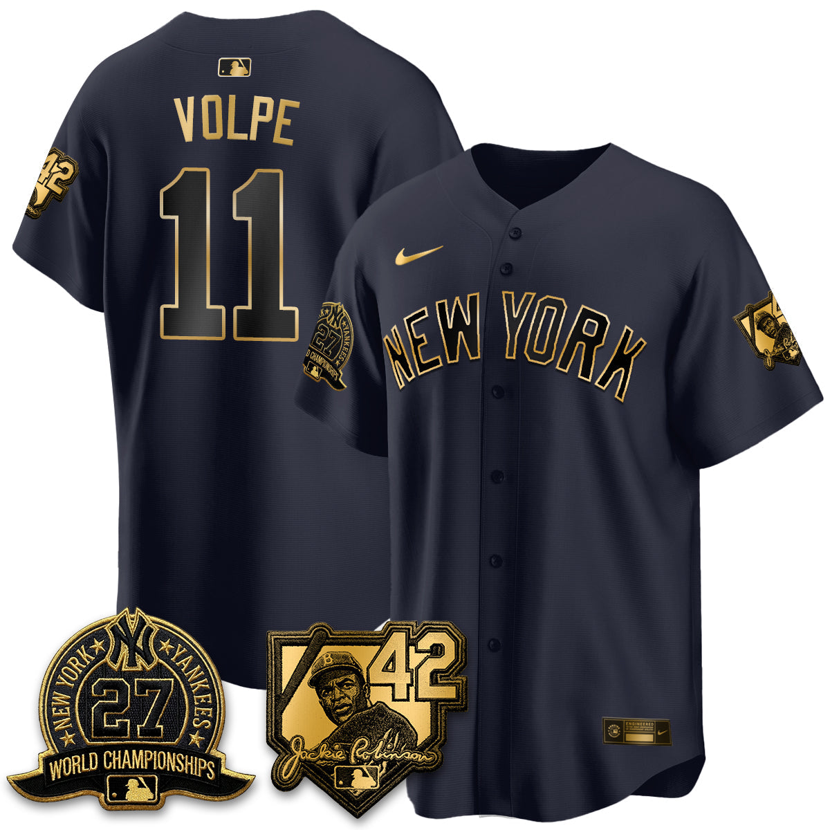 NYY 2026 Jackie Robinson Day Vapor Limited Gold Edition Jersey - All Stitched