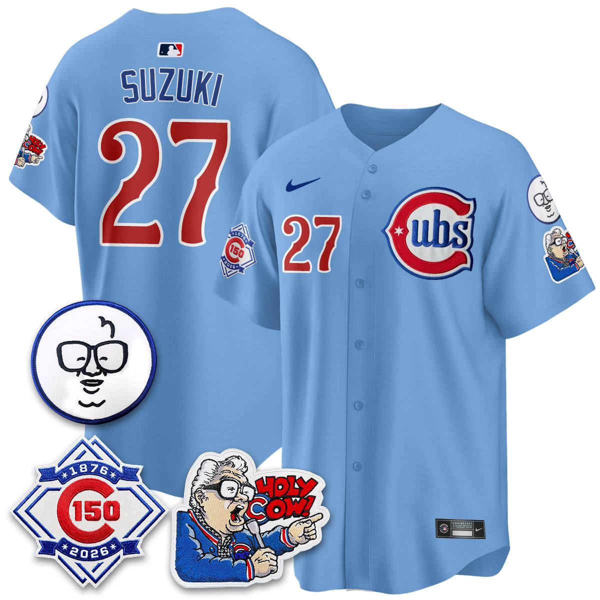 CHC 150th Anniversary Harry Caray Holy Cow Limited Blue Jersey - Stitched V2