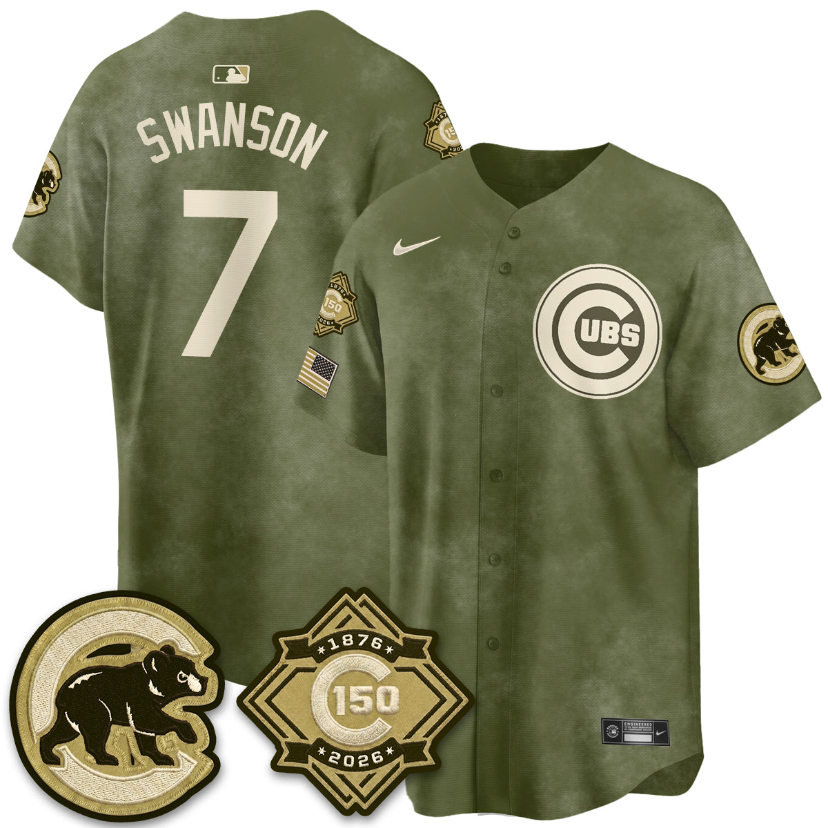 CHC New Era Olive 2026 Armed Forces Day Jersey -All Stitched
