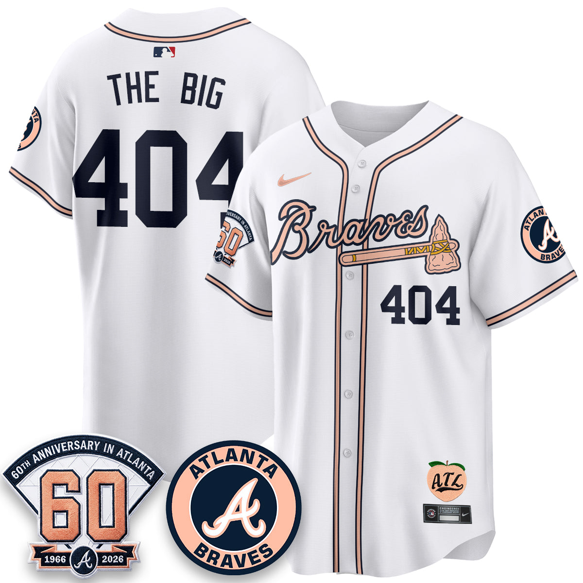 ATL 60th Anniversary Peach Edition Vapor Premier Limited Jersey - Stitched (28)