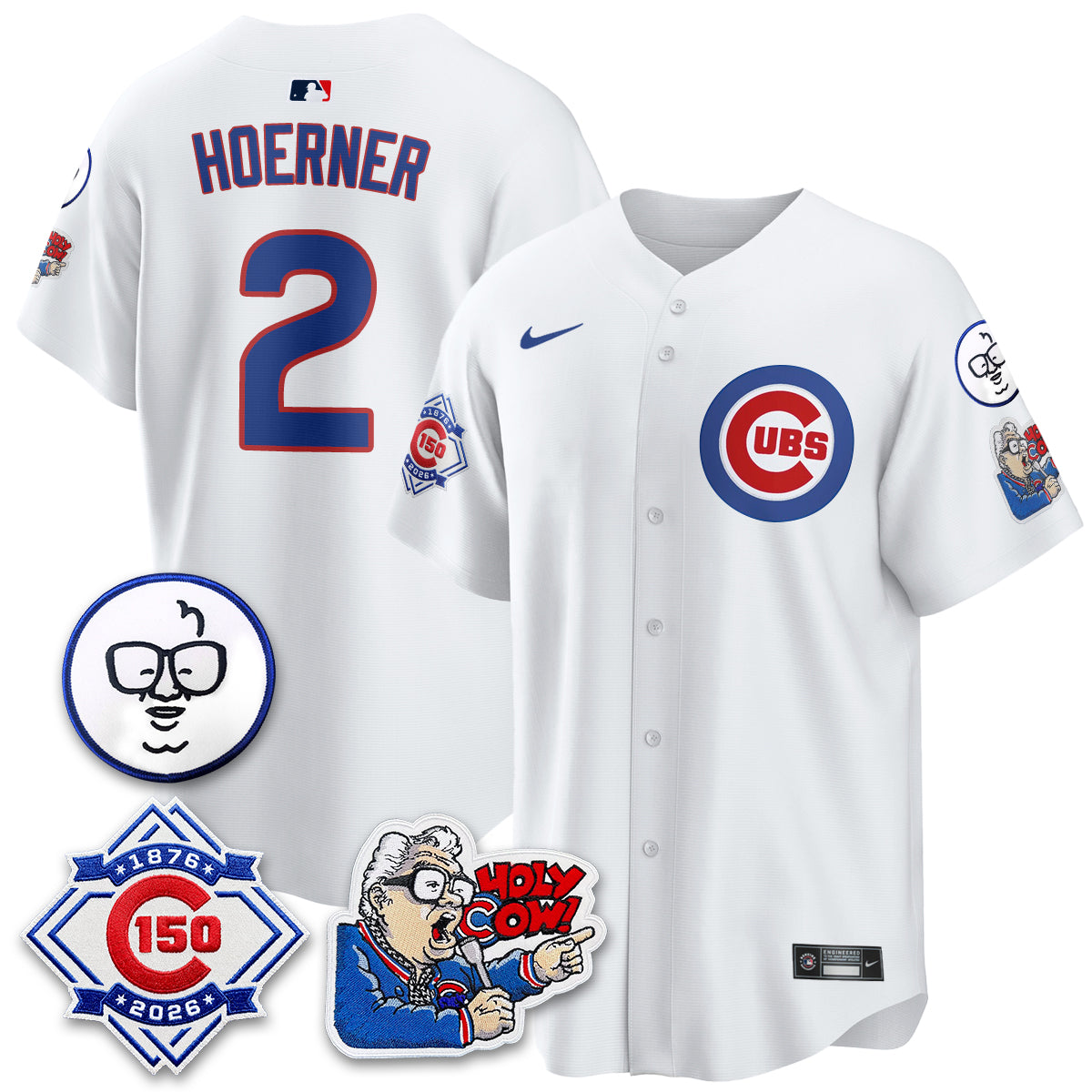 CHC 150th Anniversary Harry Caray Holy Cow Limited Blue Jersey - Stitched V2