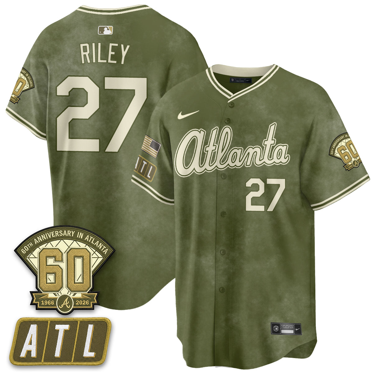 ATL New Era Olive 2026 Armed Forces Day Vapor Limited Jersey - Stitched