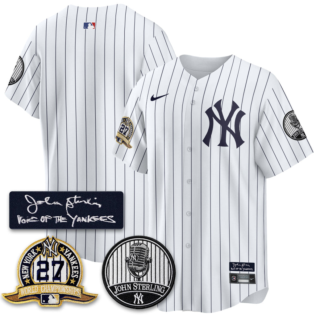 NYY John Sterling Tribute Patch Limited Gold Jersey - Stitched