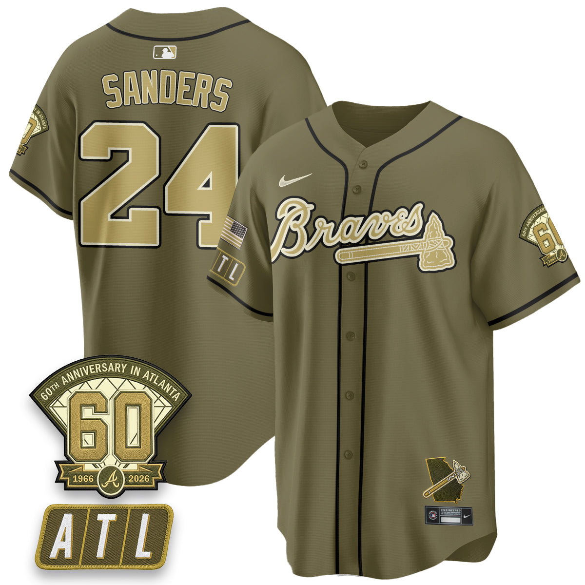 ATL New Era Olive 2026 Armed Forces Day Vapor Limited Jersey - Stitched