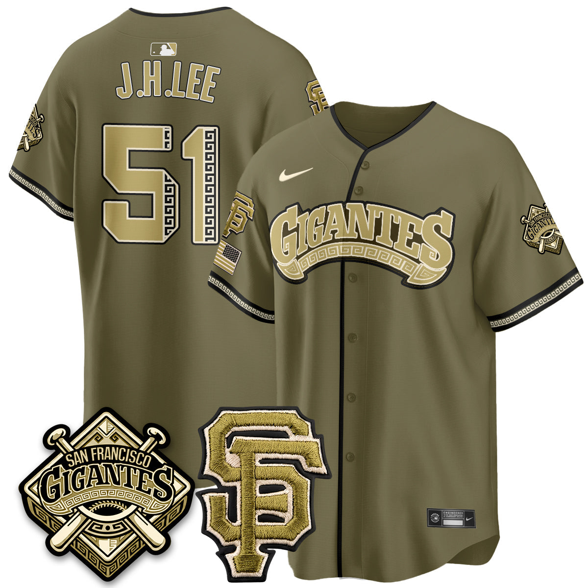 SF New Era Olive 2026 Armed Forces Day Jersey - Stitched