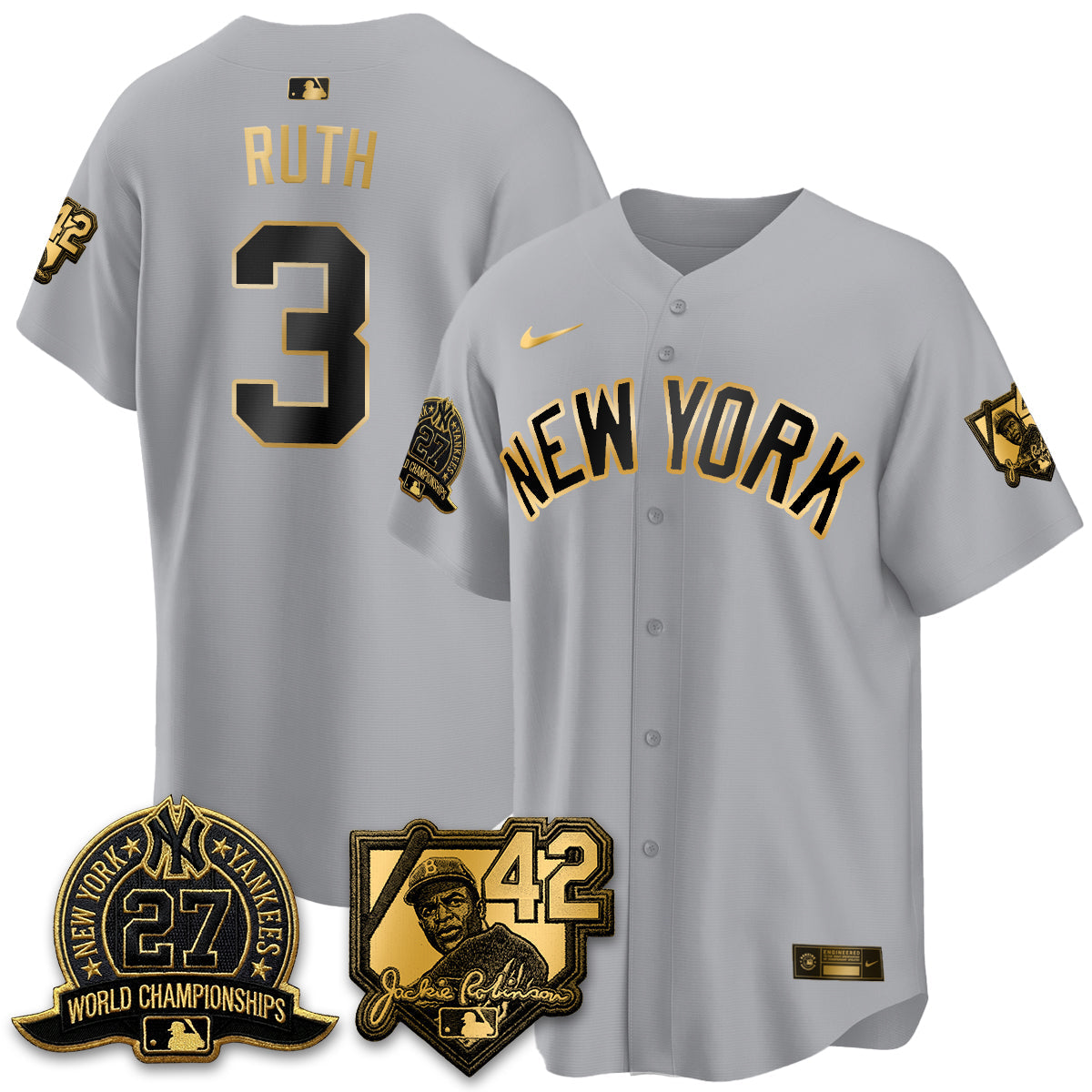 NYY 2026 Jackie Robinson Day Vapor Limited Gold Edition Jersey - All Stitched